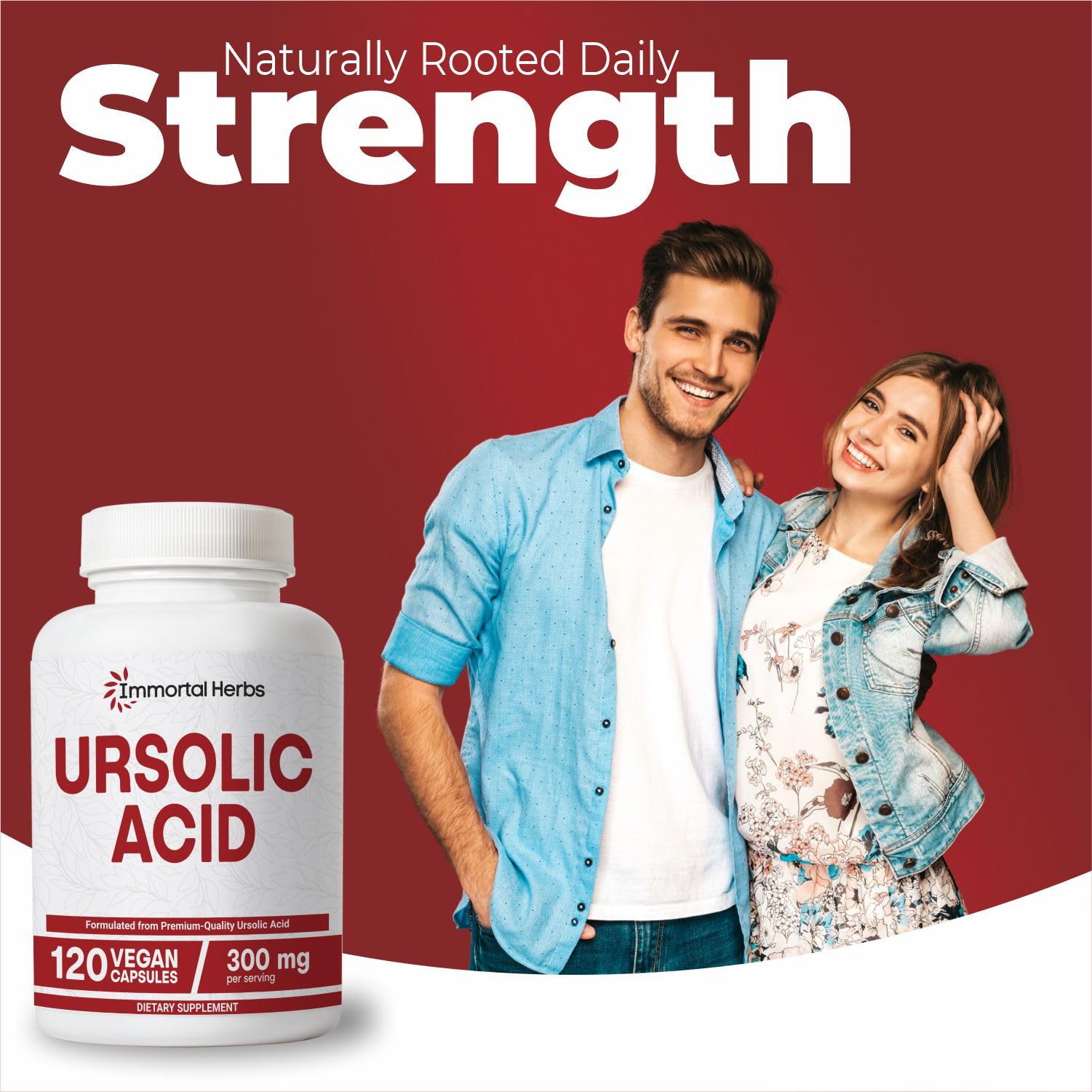 Immortal Herbs Pure Ursolic Acid Supplement 300mg, 120 Pills, Rosemary Leaf Extract Powder, Non-GMO and Gluten-Free Ursolic Acid Capsules for Women and Men Immortal Herbs uk supplements