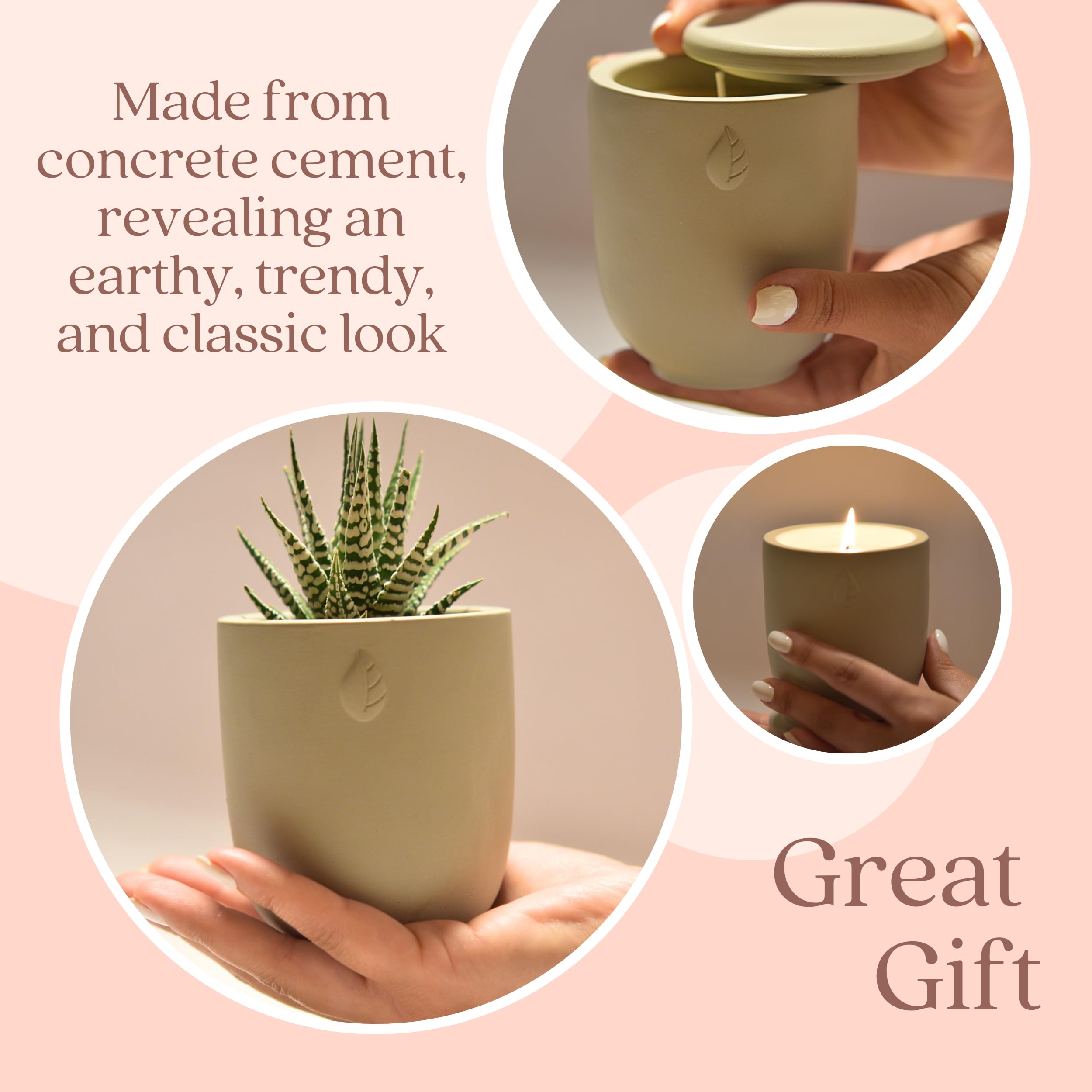 CandlePlanter Concrete Cement Candle Planter - Candles for Home Scented, Soy Candles CANDLEPLANTER uk supplements
