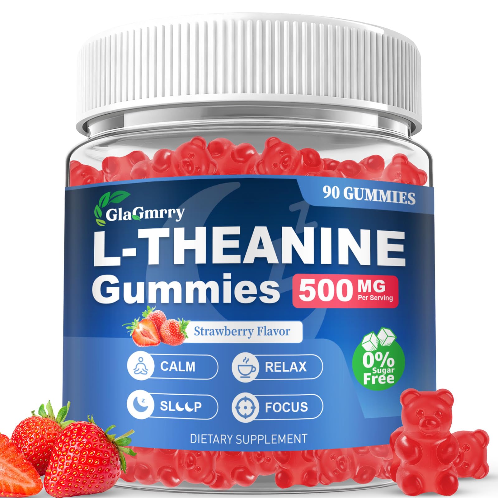 GlaGmrry 90 Count | L Theanine Gummies, L Theanine Supplement for Adults & Kids, w/Ashwagandha, Magnesium, GABA & 5-HTP, Sugar Free Liposomal Formula for Calm Relax zzZ M♡♡d & Focus, Vegan GlaGmrry uk supplements