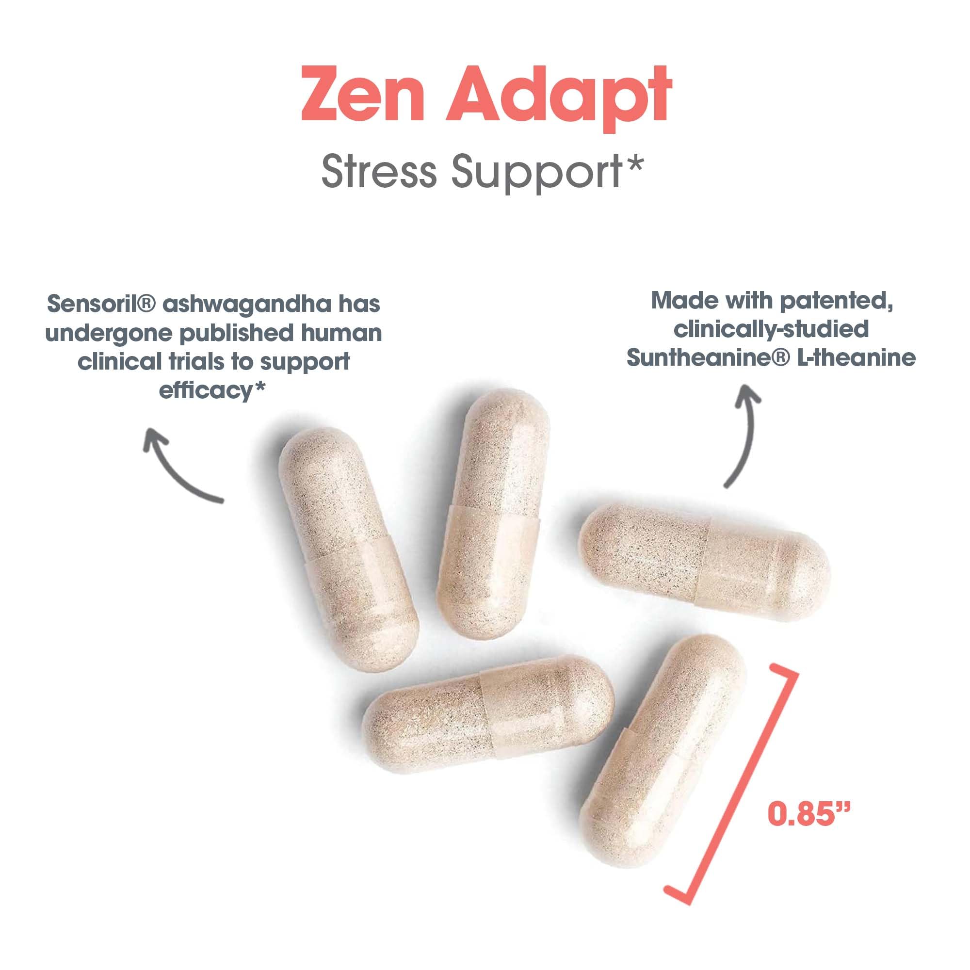 ARG Zen Adapt - 200 mg L-Theanine, 125 mg Ashwagandha & 550 mg GABA - Supports Stress Response and Calmness - Vegetarian Capsules - Hypoallergenic Formula - 30 Servings - 60 Capsules Allergy Research Group uk supplements