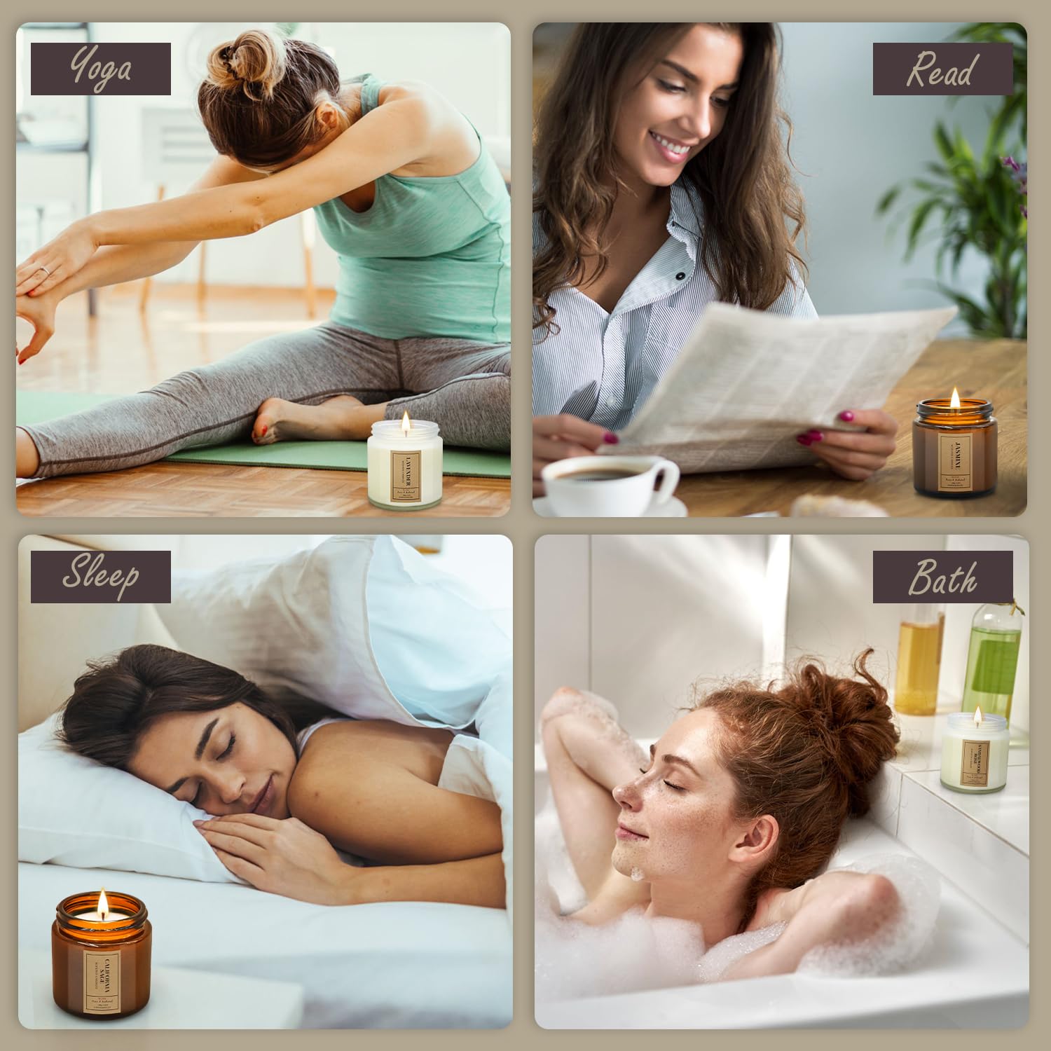 Aromatherapy Candles for Home Scented, 4 Pack Lavender Candles Gifts Set for Women FOMICO uk supplements