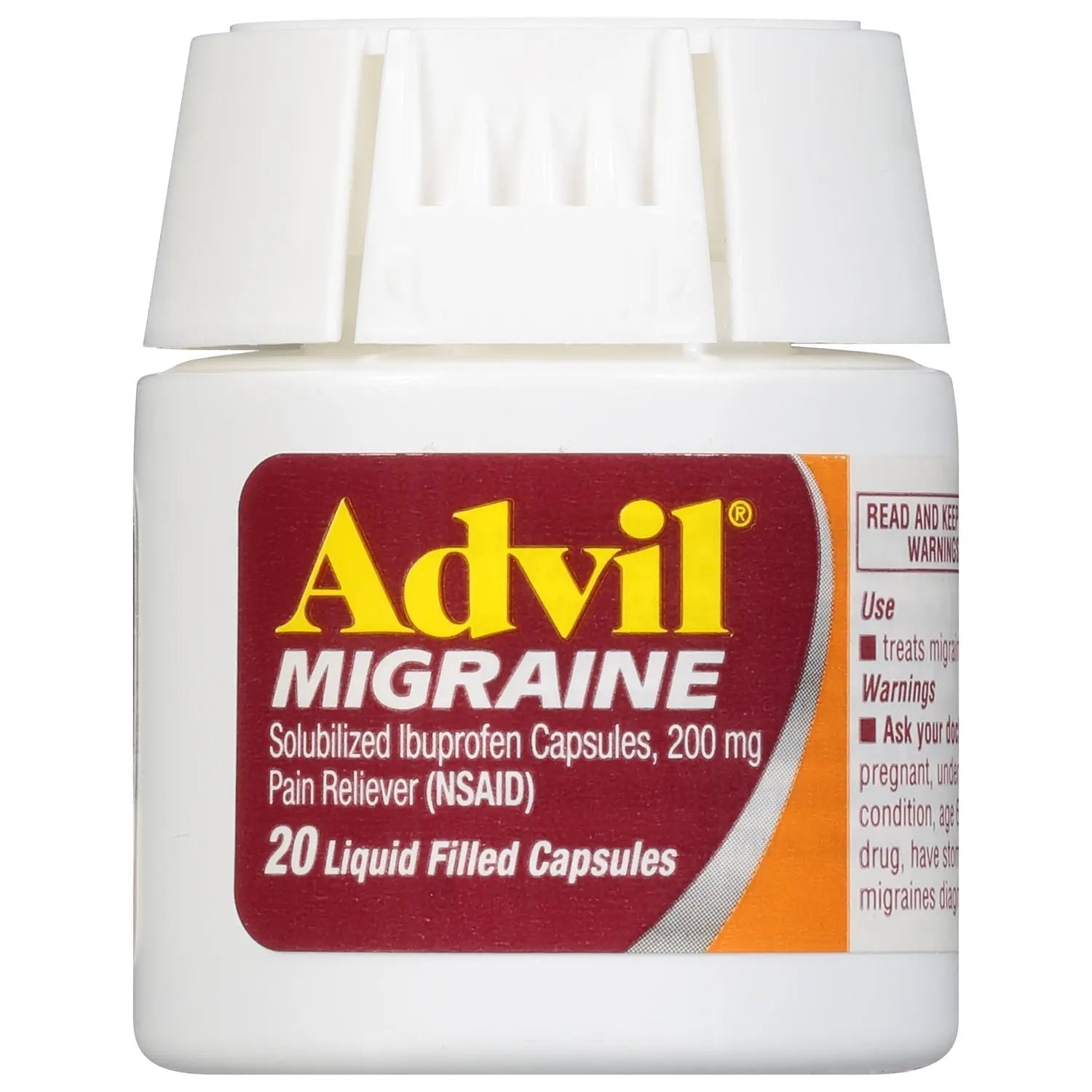 Advil Migraine Headache Relief, Ibuprofen Capsules with Ibuprofen 200mg for Migraine Relief, Nausea Relief and Light Sensitivity Relief - 20 Liquid Filled Capsules Advil uk supplements