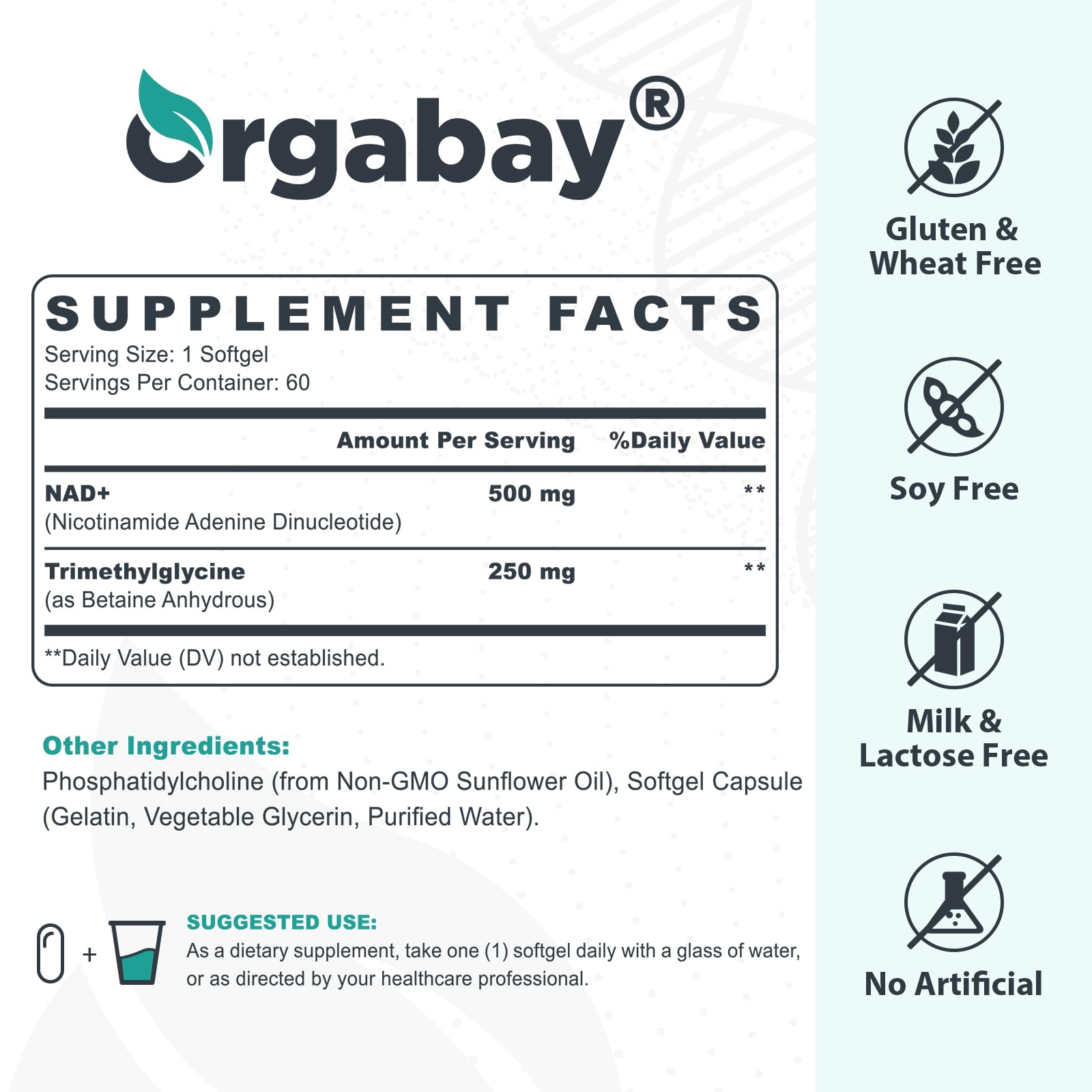 Orgabay Liposomal NAD+ Supplement 500 mg, High Absorption, Boost NAD+ with TMG 250 mg, Actual NAD Plus More Efficient Than Nicotinamide Riboside, Support Cellular Energy, Healthy Aging | 240 Softgels Orgabay uk supplements