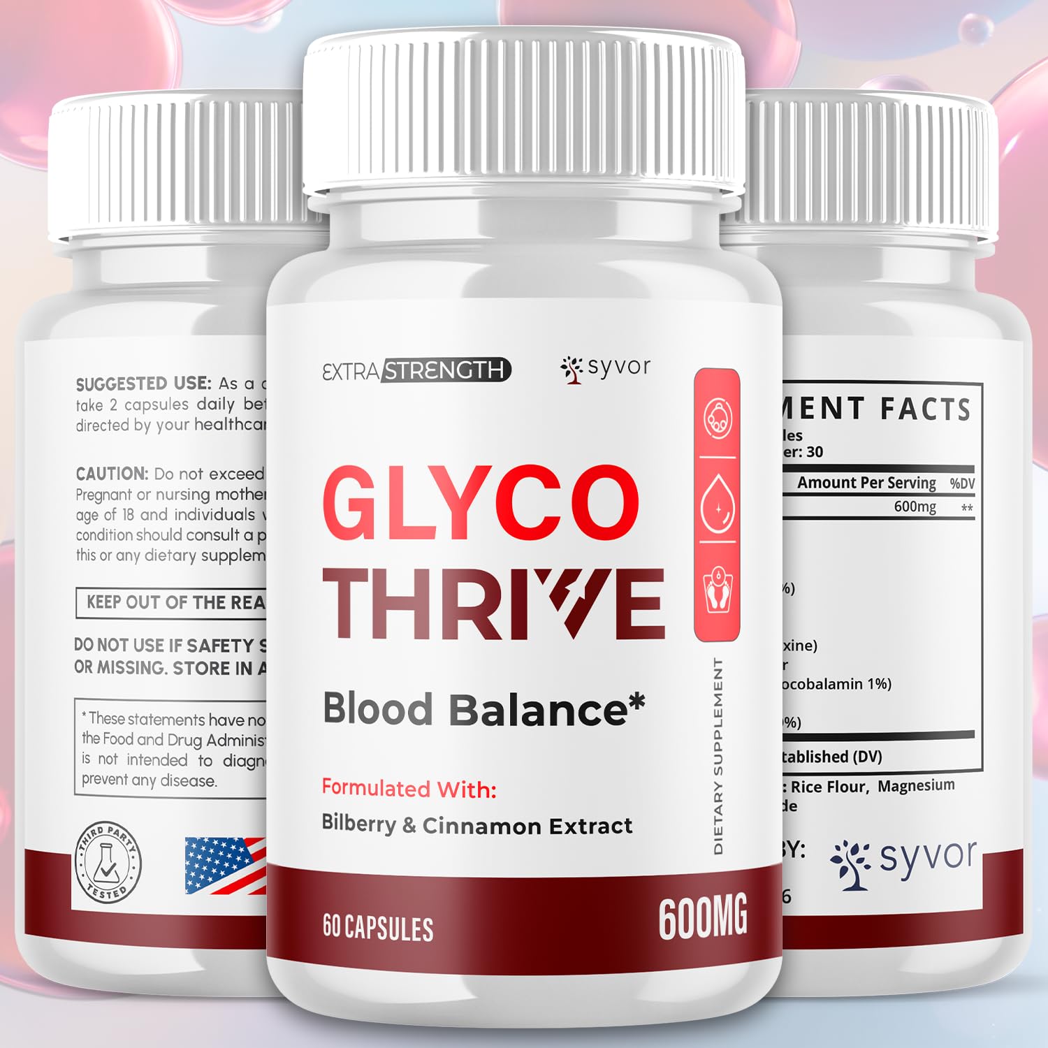 Glyco Thrive Capsules, Official GlycoThrive Glycogen Support Pills with All Natural Ingredients, Advanced Formula Health Supplement with Max Strength Premium Vitamins for Women & Men (60 Capsules) Syvor uk supplements
