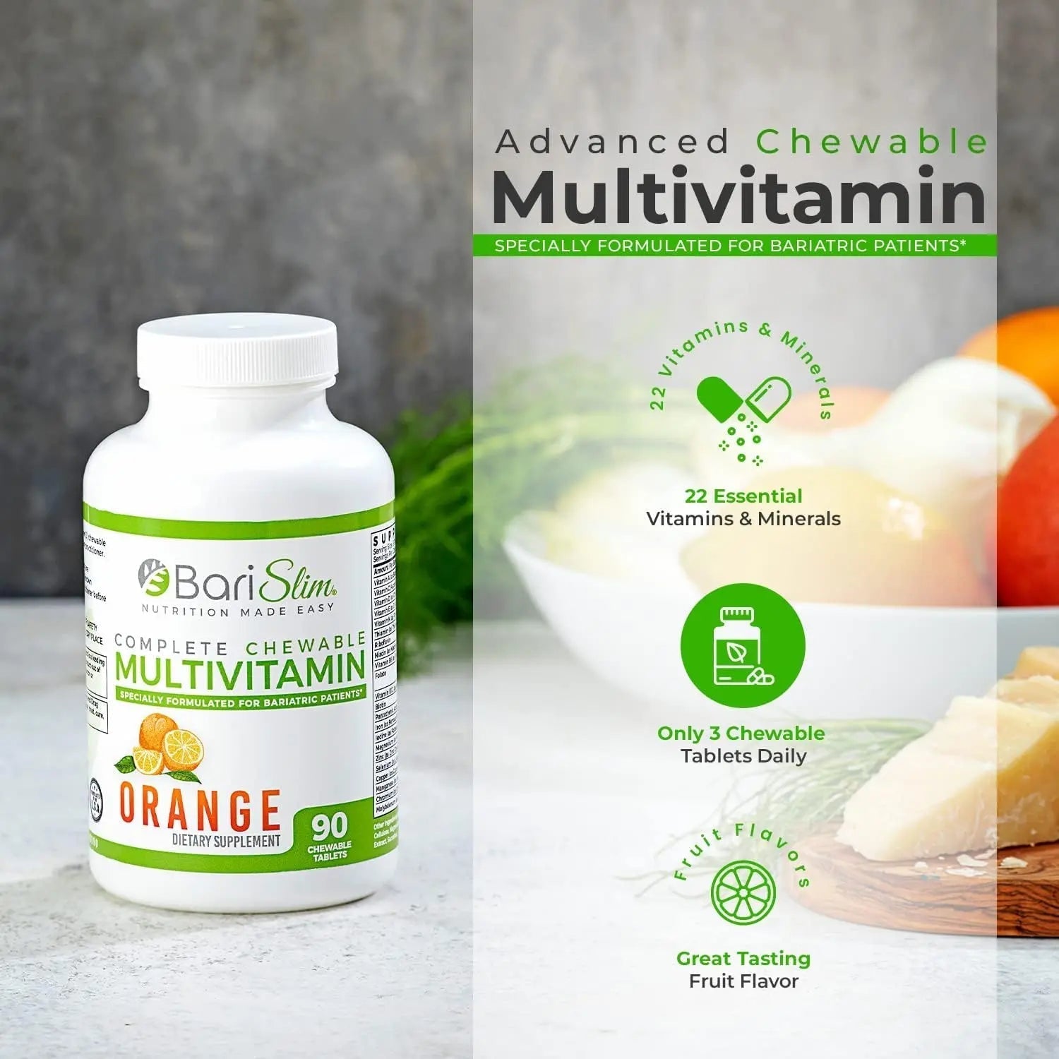 BariSlim Bariatric Calcium Citrate & Complete Chewable Multivitamin - Bariatric Vitamin and Supplement for Post Bariatric Surgery Including Gastric Bypass and Gastric Sleeve BariSlim uk supplements