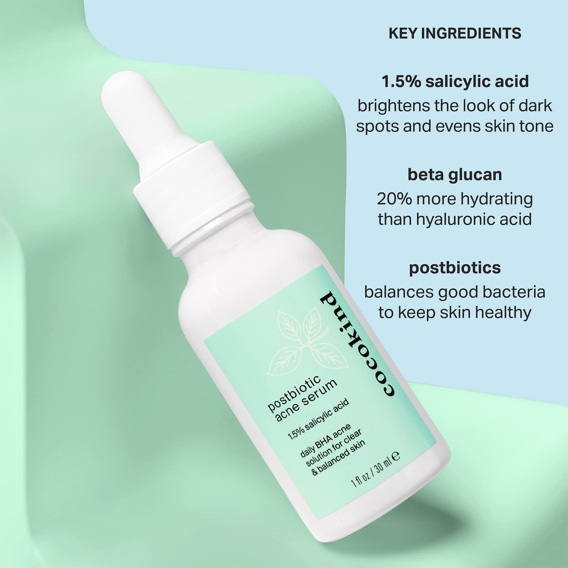 Cocokind Postbiotic Acne Serum, Salicylic Acid Serum and BHA Liquid Exfoliant - Exfoliating, Brightening and Hydrating Serum Cocokind uk supplements