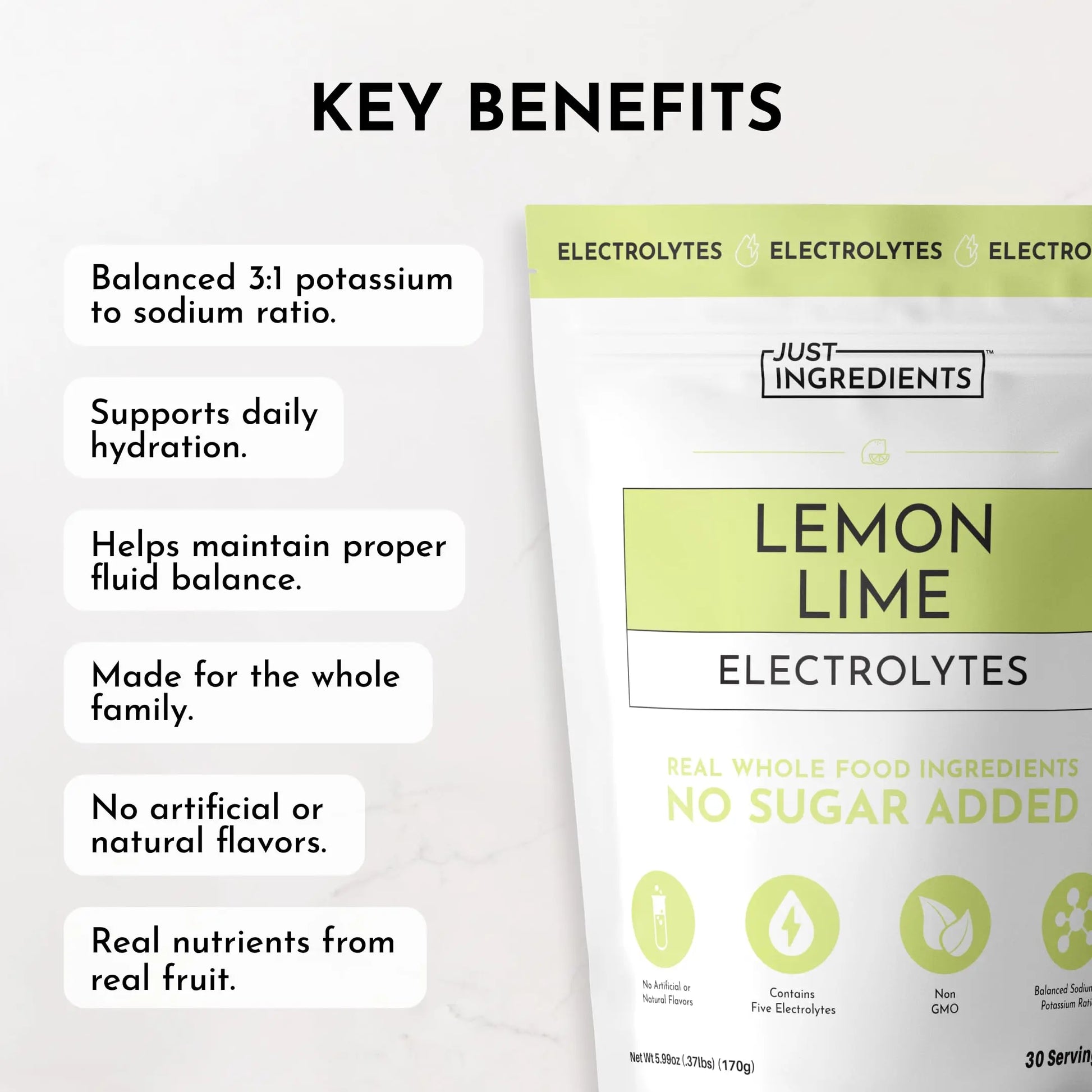 Lemon Lime Electrolytes – 30‑Serving Hydration Drink Mix with Coconut Water, Sea Salt, and Trace Minerals – Supports Energy, Recovery, and Electrolyte Balance* JUST INGREDIENTS uk supplements