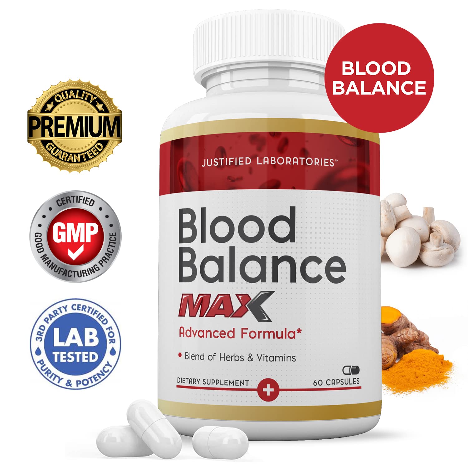 Justified Laboratories (3 Pack Blood Balance Max 1295MG Formula Supplement Pills Justified Laboratories uk supplements
