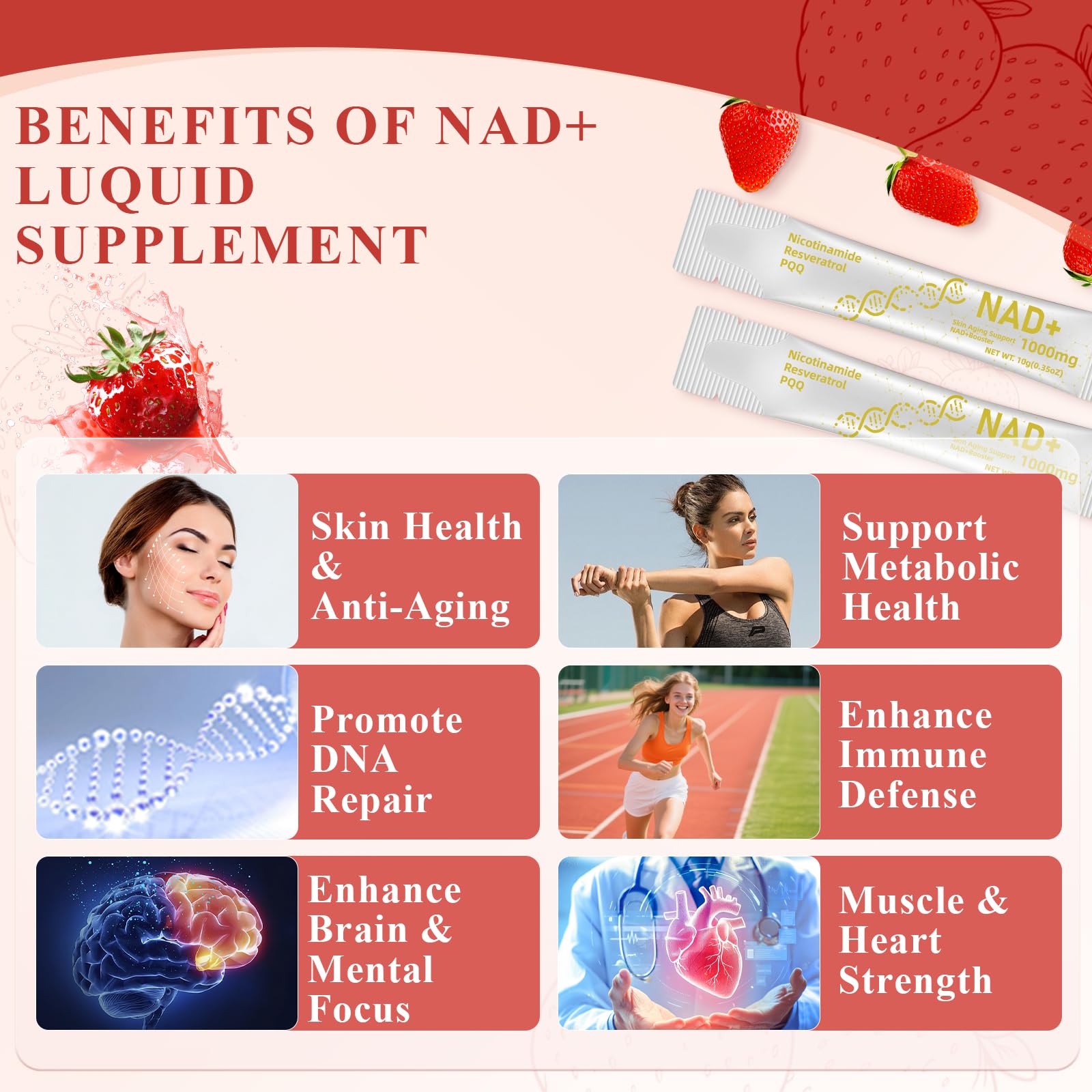 Healliance NAD+ Liquid Supplement 1000mg - Features Nicotinamide Riboside Resveratrol with PQQ for Targeted Healthy Aging and Cellular Energy Support, 30 Packets for Women and Men Healliance uk supplements