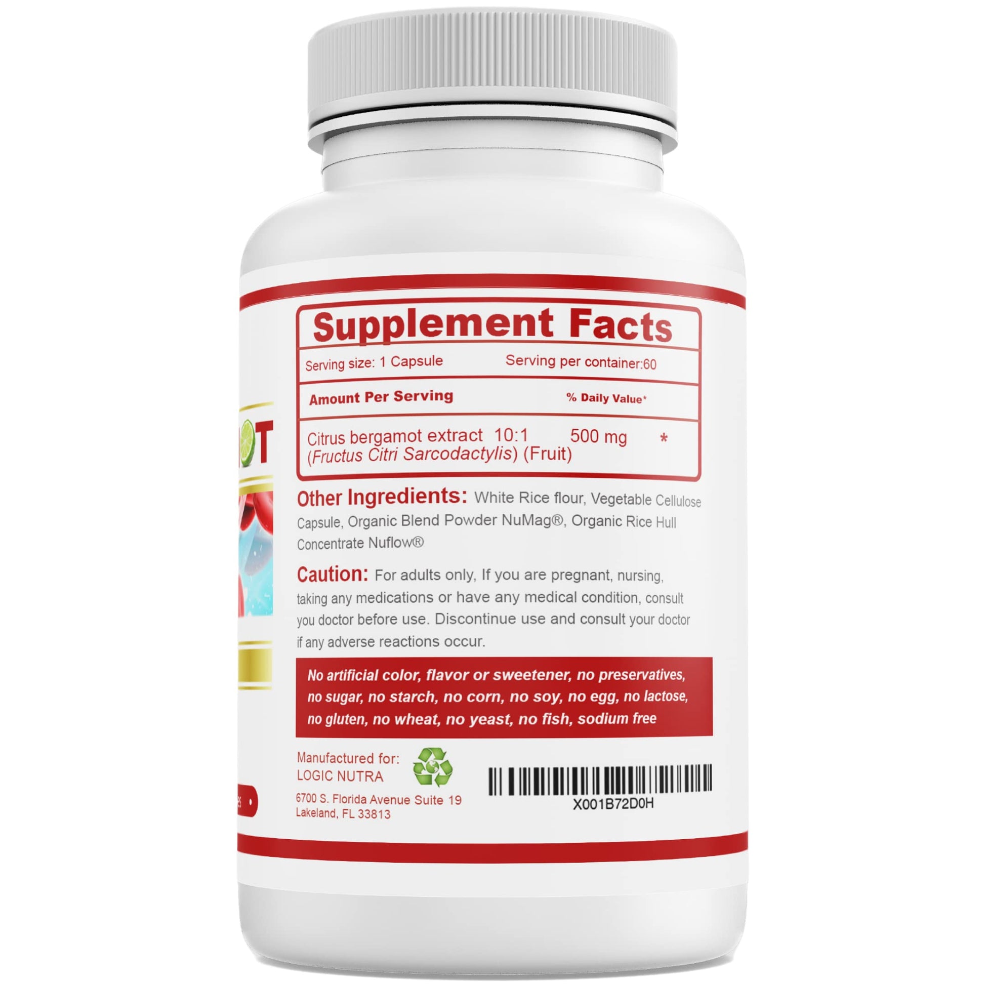 Citrus Bergamot Supplement for High Cholesterol – 1000mg Citrus Bergamot Extract 10:1 (2 Caps) – Organic, Non-GMO, Patented Clinical Grade Bergamot Blend for Heart Health – 60 Capsules Logic Nutra uk supplements