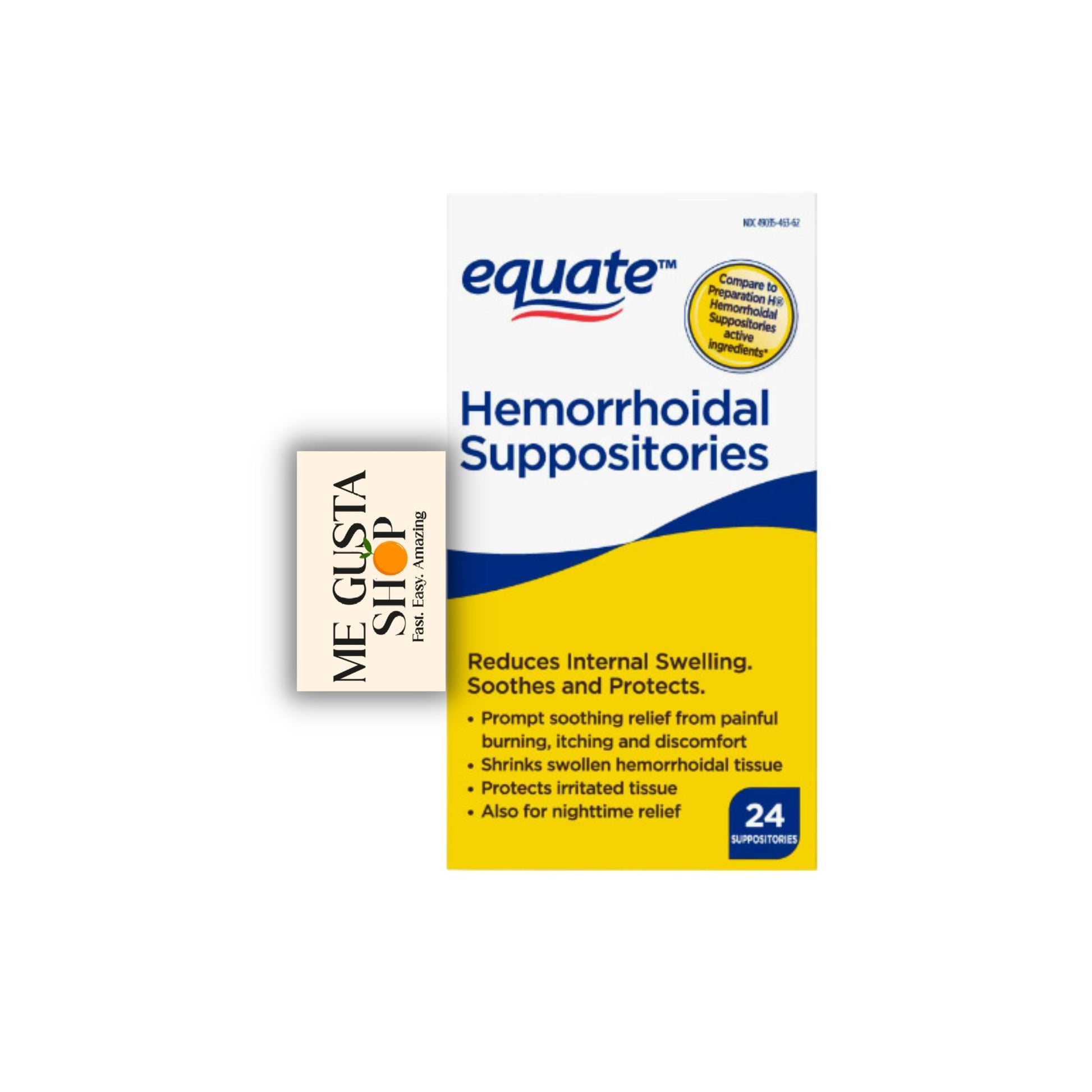Equate Hemorrhoidal Suppositories 24 Ct Pack of 01 24 Total + me Gusta Sticker ME GUSTA SHOP uk supplements