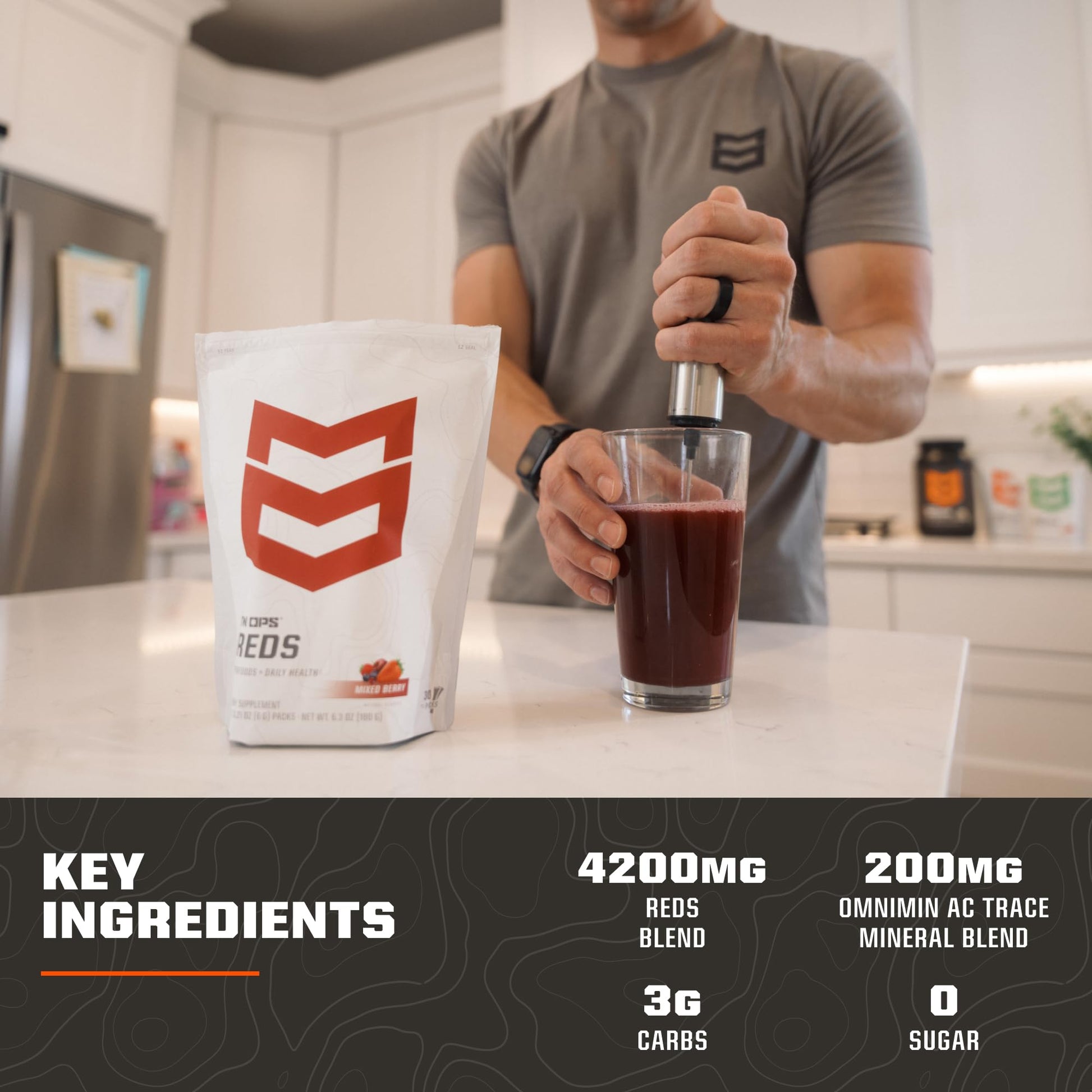 MTN OPS Reds Super Reds Antioxidant Drink Powder Daily Health Blend with Phytonutrients Free Radical Support 30 On The Go Stick Packs MTN OPS uk supplements