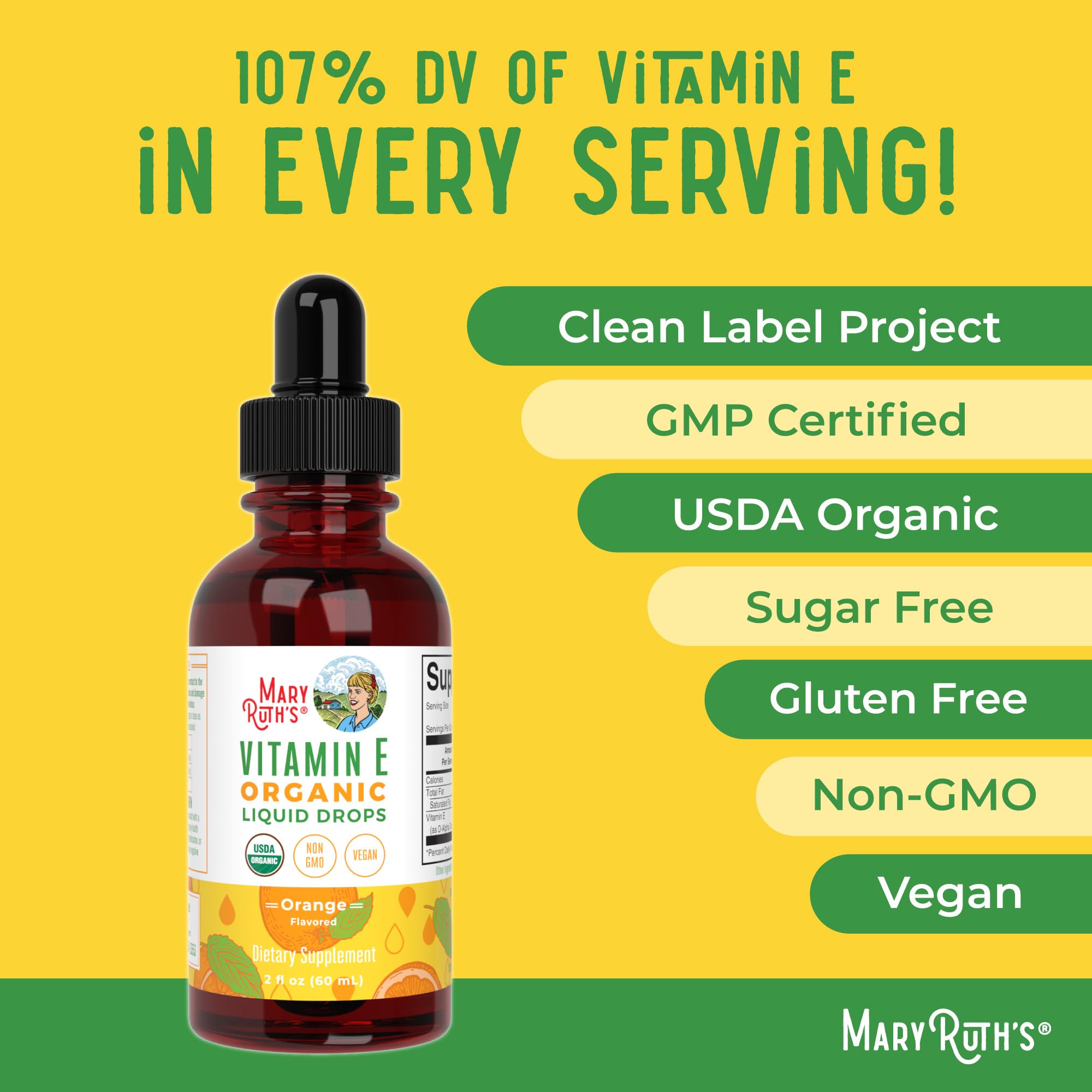 MaryRuth Organics USDA Vitamin E Liquid Drops 2 Month Supply | Bone and Joint Health | Cognitive Health for Adults and Kids | Sugar Free, Vegan, Non-GMO, Gluten Free | 2 Ounces MARYRUTH'S uk supplements