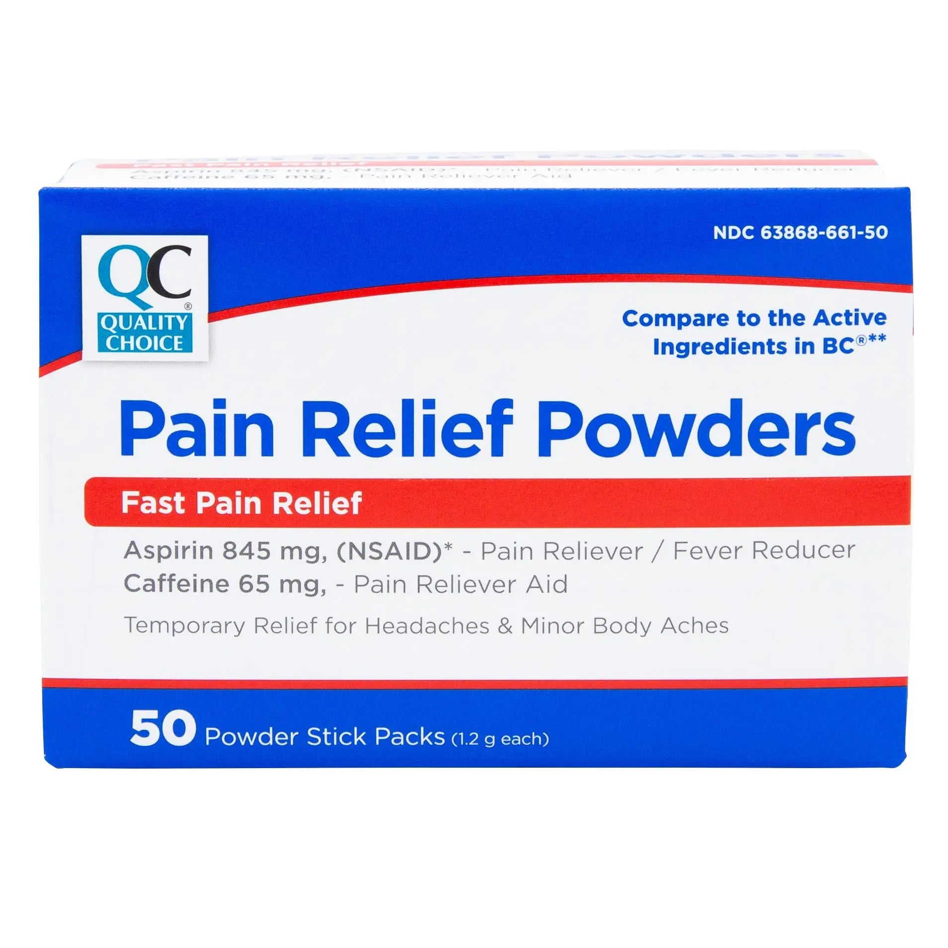 Quality Choice Fast Pain Relief Powder, Contains 50 Powder Packets for Rapid Pain Relief. Contains Aspirin & Caffiene Quality Choice uk supplements