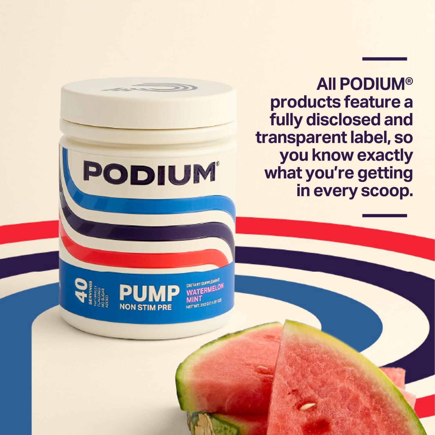 Podium Nutriton, Pump, Stimulant Free Pre-Workout, 40 Servings (Watermelon Mint) Podium Nutrition uk supplements