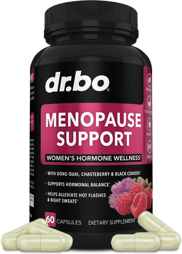 Menopause Supplements for Women Support Pills - Natural Menopause Relief for Hot Flashes, Night Sweats & Mood Swings with Dong Quai, Chasteberry & Black Cohosh - Hormone Balance for Women Supplement DR. BO uk supplements