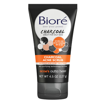 Bioré Charcoal Acne Face Scrub, with 1% Salicylic Acid and Natural Charcoal, Helps Prevent Biore uk supplements