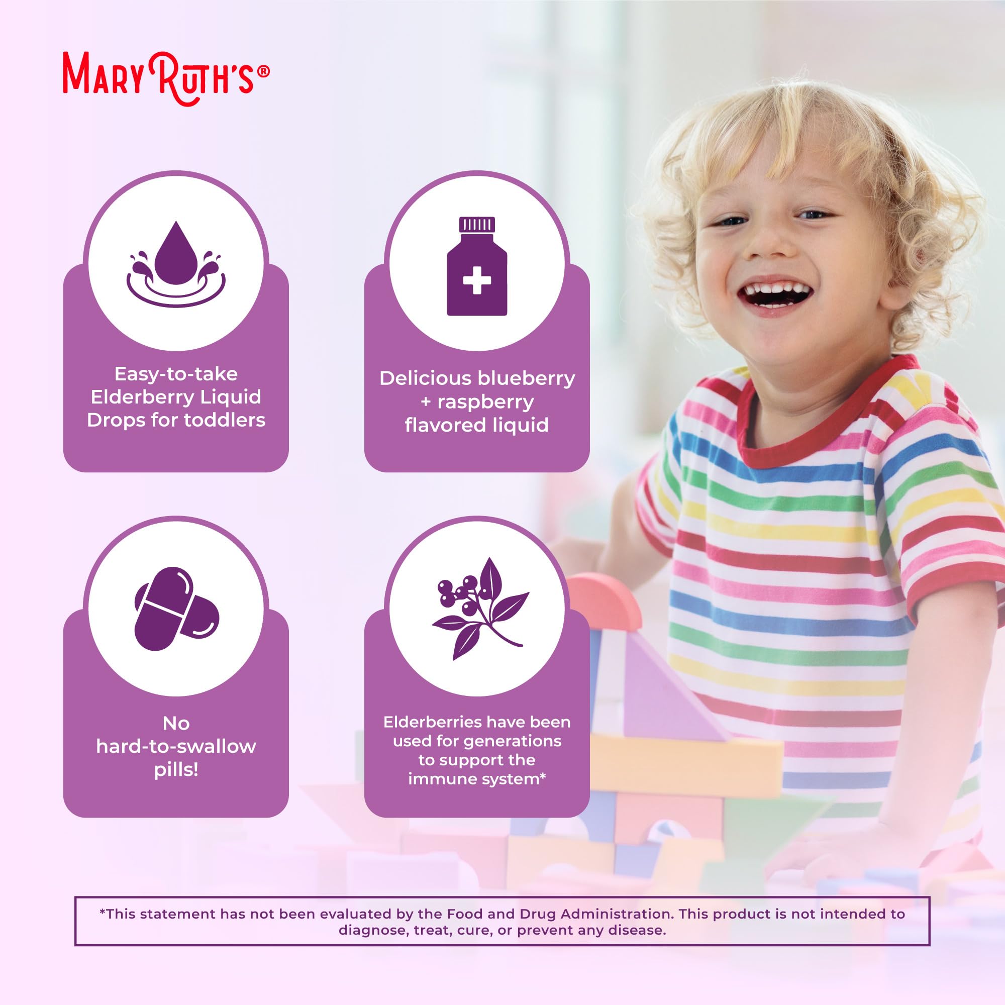 MaryRuth Organics Toddler Elderberry Syrup, USDA Organic Elderberry, Sugar Free Kids Immune Support Supplement for Ages 1-3 Years, Clean Label Project Verified®, Vegan, Non-GMO, Gluten Free, 1 Fl Oz MARYRUTH'S uk supplements