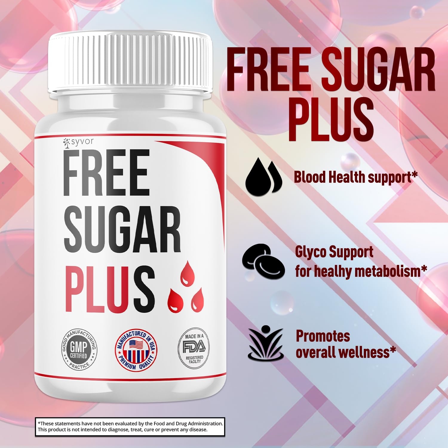 Free Sugar Plus Capsules, Official FreeSugar Plus Blood Health Support Pills With All Natural Ingredients, Free Sugar Plus Advanced Wellness Support with Premium Vitamins for Women & Men (60 Capsules) Syvor uk supplements