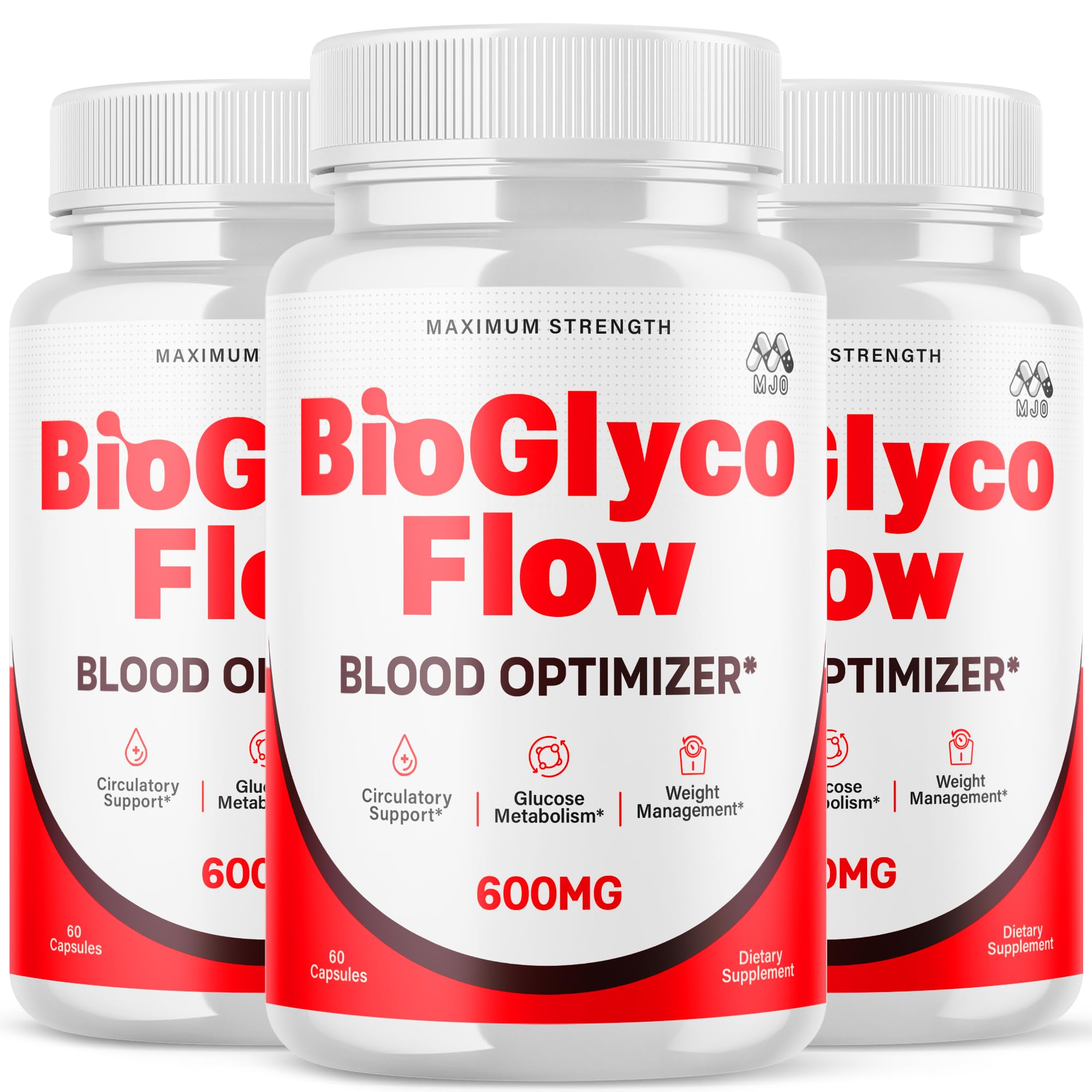 (3 Pack) BioGlyco Flow Blood Optimizer Capsules, Official BioGlyco Flow Pills with All Natural Ingredients, Advanced Health and Wellness Supplement with Maximum Strength Multivitamins (180 Capsules) MJO uk supplements