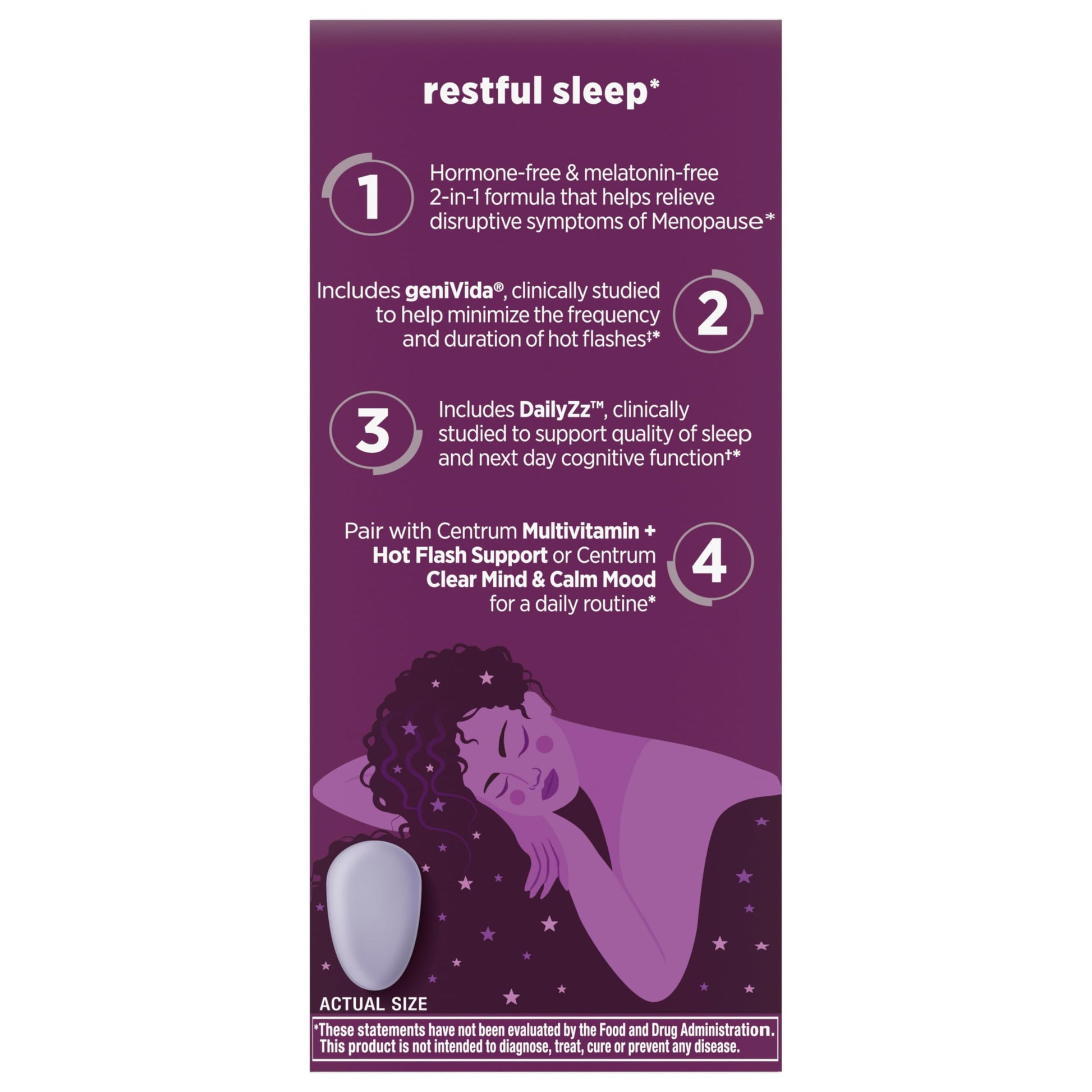 Centrum Restful Sleep Menopause Support Tablets, Supplement with Clinically Studied DailyZz and geniVida, 28 Count Centrum uk supplements