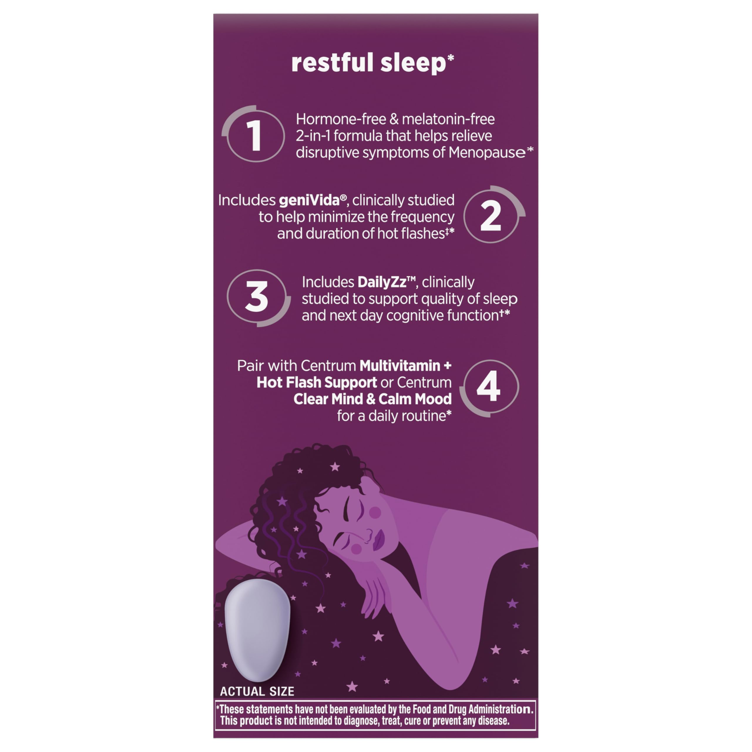 Centrum Restful Sleep Menopause Support Tablets, Supplement with Clinically Studied DailyZz and geniVida, 28 Count Centrum uk supplements