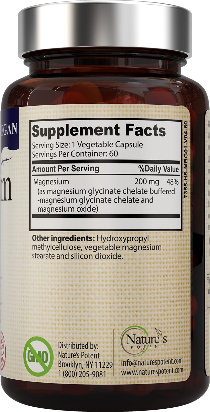 Nature’s Potent Magnesium Glycinate 200mg | High Absorption Chelated Magnesium | Sleep, Calm & Muscle Cramp Support | Vegan Supplement | 60 Capsules Nature's Potent uk supplements
