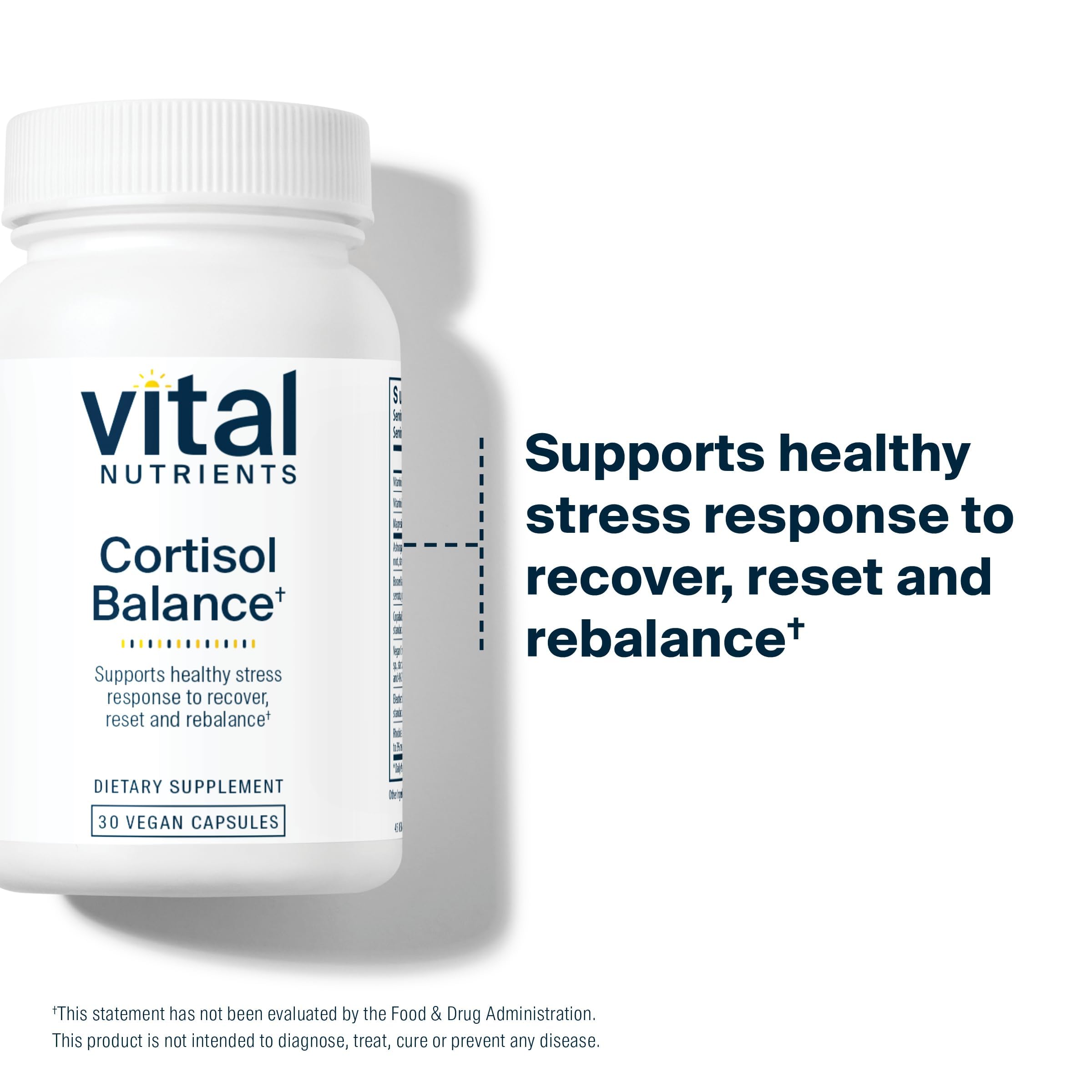 Vital Nutrients Cortisol Balance - Vegan Stress Relief Supplement - Cortisol Manager Supports Energy & Stress Levels - Ashwagandha & Magnesium for Relaxation - Gluten, Dairy, Soy Free - 30 Capsules Vital Nutrients uk supplements