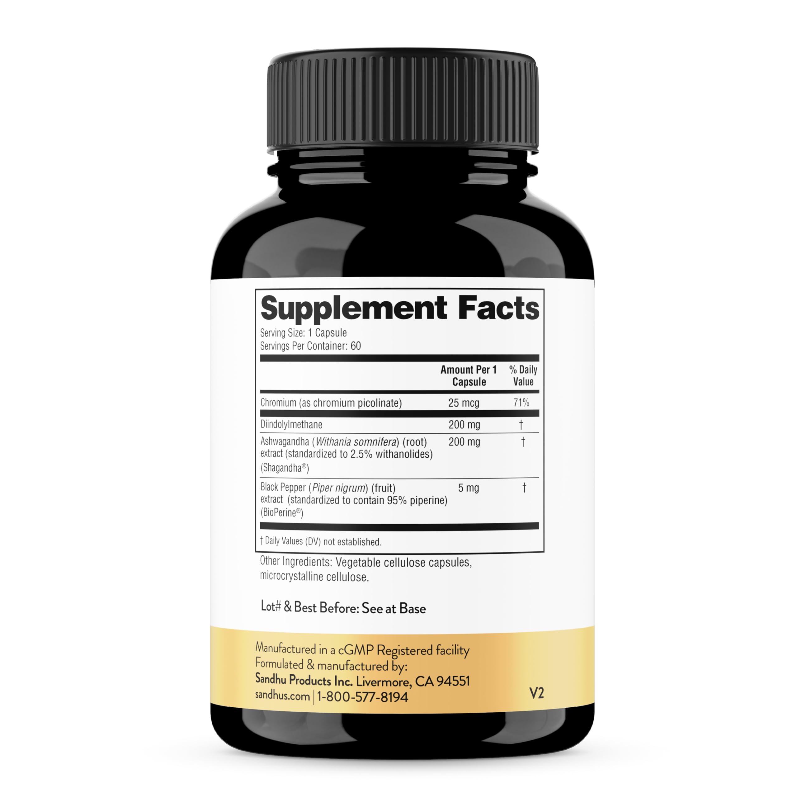 Sandhu's DIM Supplement 200 mg -60 Capsules - Diindolymethane with Ashwagandha & Bioperine Hormone Balance for Women & Men, Hormonal Acne Supplements Sandhu's uk supplements