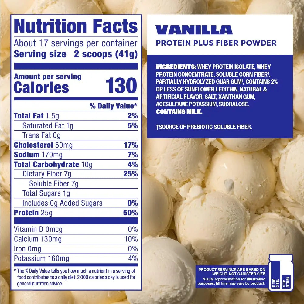 Premier Protein Powder Plus Fiber, Vanilla, 25g Protein, 7g Fiber to Support Gut Health, No Added Sugar (17 Servings) Premier Protein uk supplements