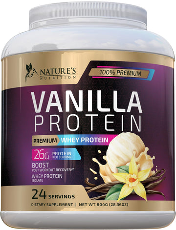 Whey Protein Powder 26g - Vanilla Ice Cream Whey Isolate Protein for Muscle Growth Nature's Nutrition uk supplements