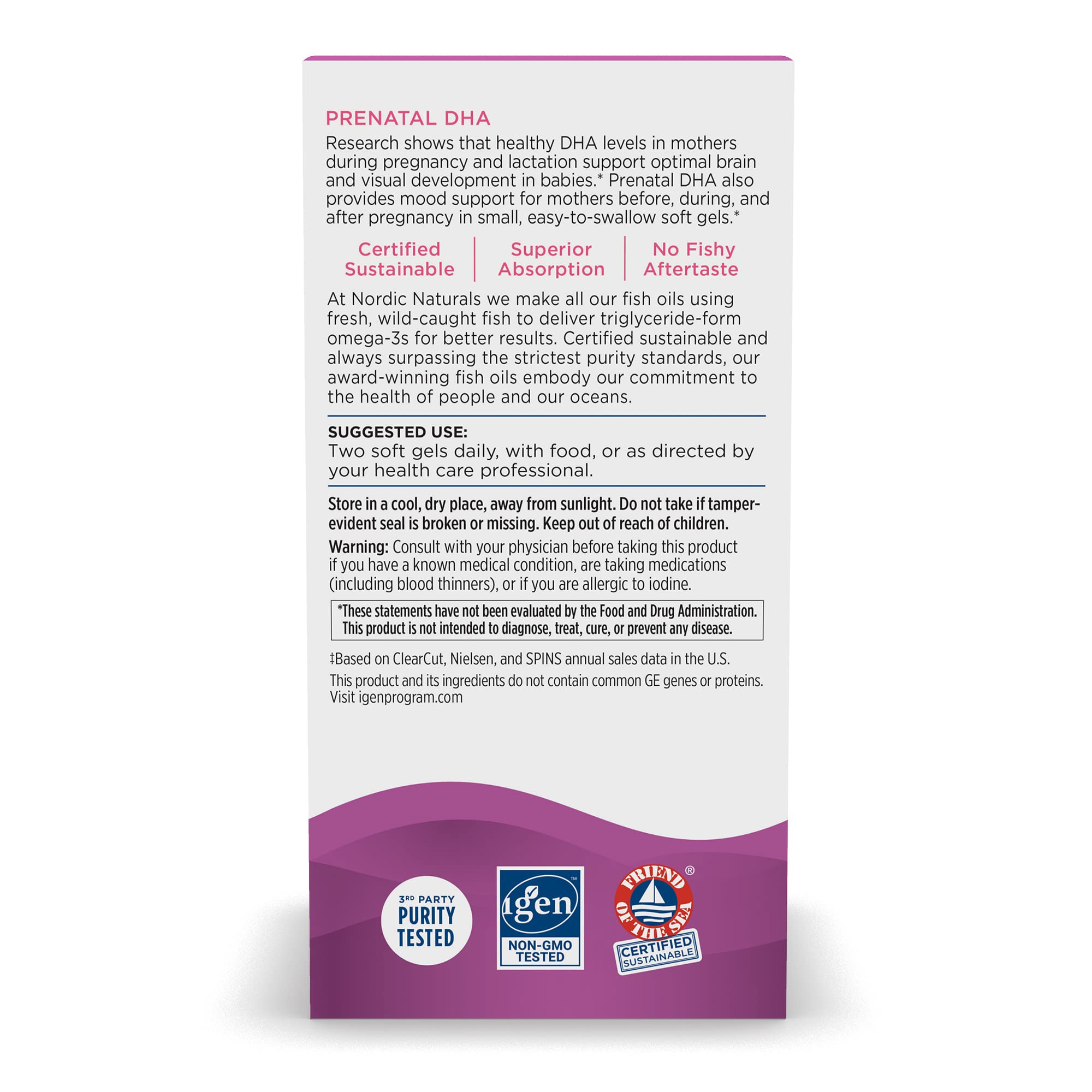 Nordic Naturals Prenatal DHA, Unflavored - 830 mg Omega-3 + 400 IU Vitamin D3-180 Soft Gels - Supports Brain Development in Babies During Pregnancy & Lactation - Non-GMO - 90 Servings Nordic Naturals uk supplements