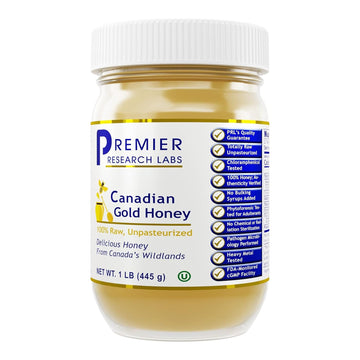Premier Research Labs Canadian Gold Honey - Raw Honey, Pure Honey, Raw Unpasteurized Honey, Unfiltered, 100% Pure, Sugar-Free, Unprocessed Wildflower Honey - 1 lb Jar Premier Research Labs uk supplements