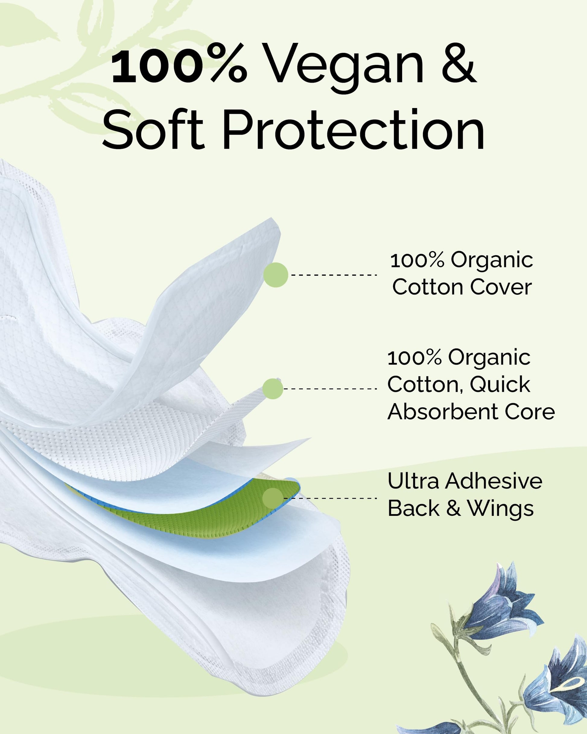 LABON Premium Vegan Organic Sanitary Pads (Regular, 25cm, 32 Counts) - 100% Organic Cotton Cover OCBON uk supplements