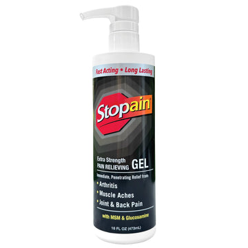 Stopain Pain Relief Gel 16oz, USA Made, Max Strength Fast Acting with Menthol, MSM, Glucosamine for Joint Pain, Back Pain, Arthritis, Knee, Neck Pain, HSA FSA Approved OTC Topical Analgesic Product Stopain uk supplements