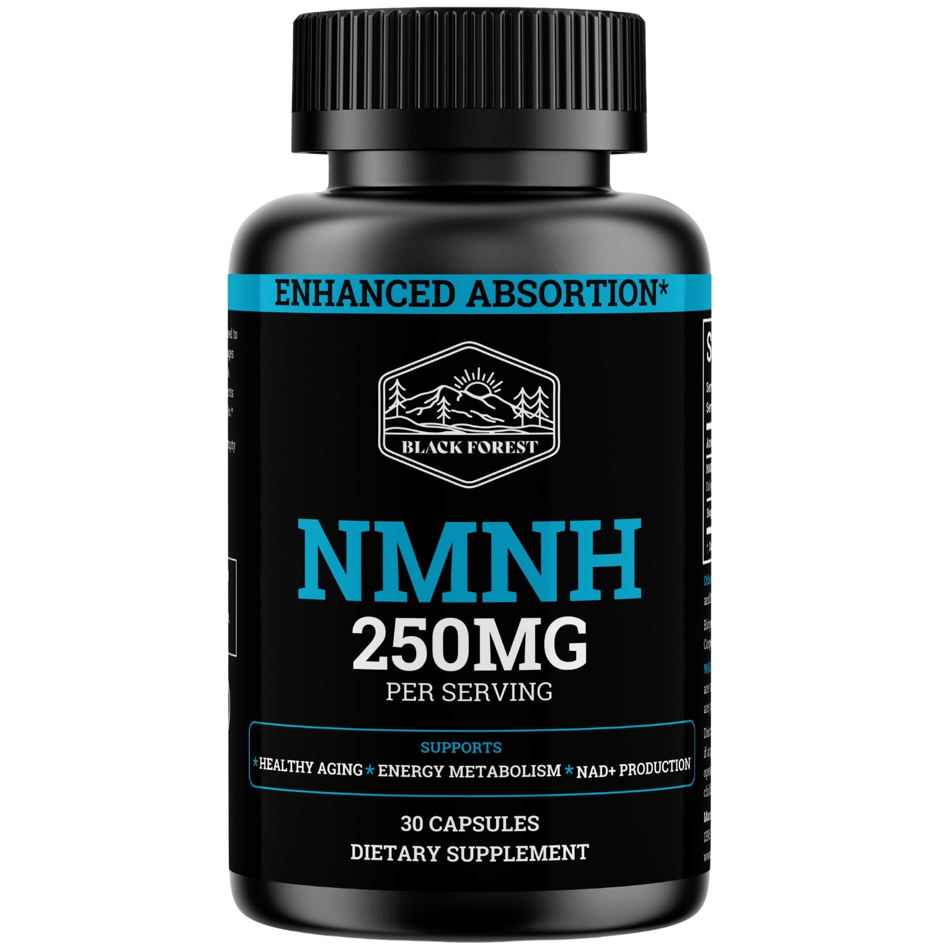 NMNH Supplement 250MG Pure Dihydro-Nicotinamide Mononucleotide (NMN Supplement Alternative with Bioperine® For 3X The Bioavailability) NAD Supplement to Boost NAD+ Levels For Anti-Aging & Energy Black Forest uk supplements