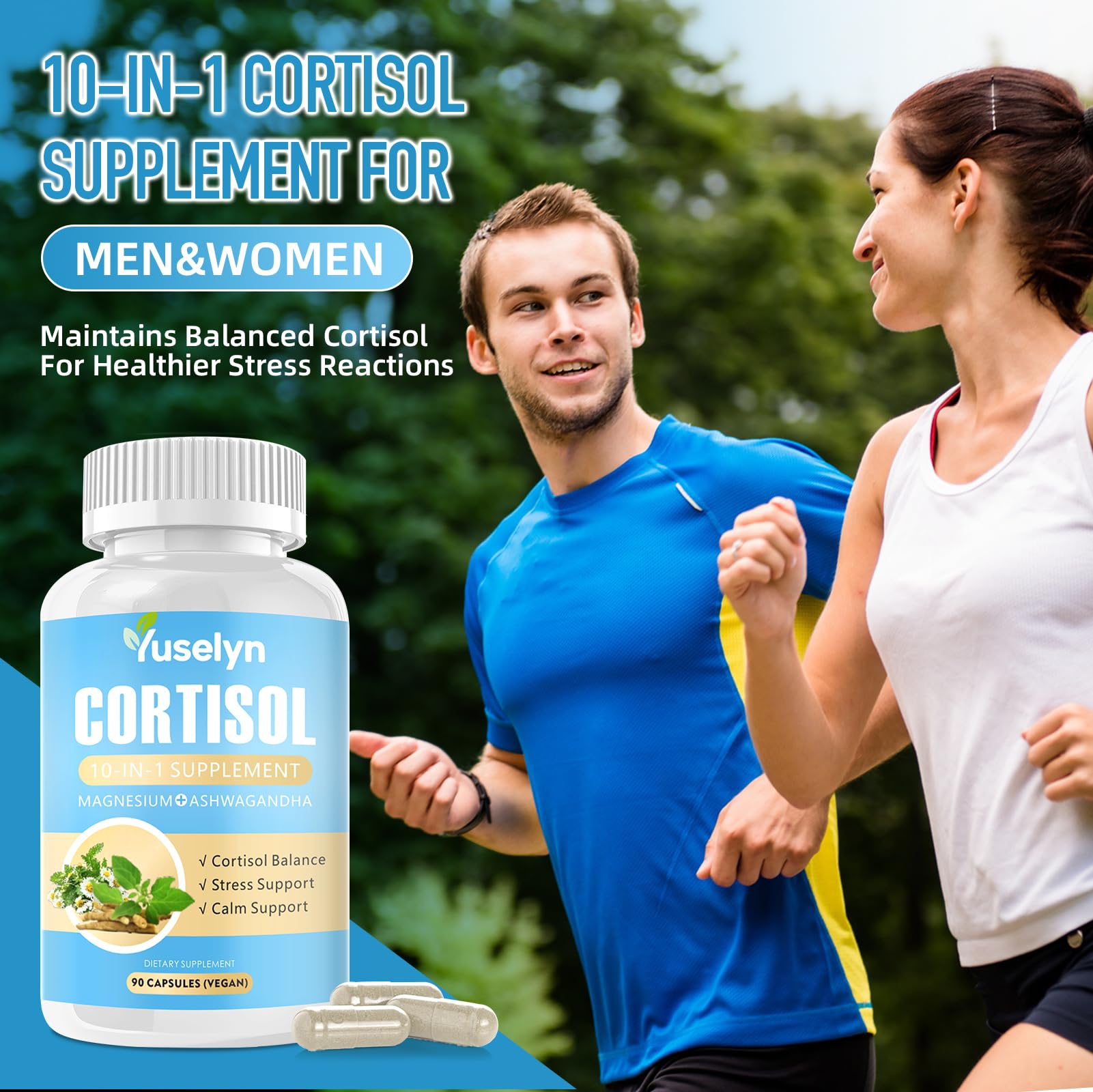 Yuselyn Cortisol Supplements for Women & Men, 10-in-1 Cortisol Detox Manager - High Cortisol Lowering Supplements with Magnesium, Ashwagandha & L-Theanine for Balanced Calm & Stress Relief Yuselyn uk supplements
