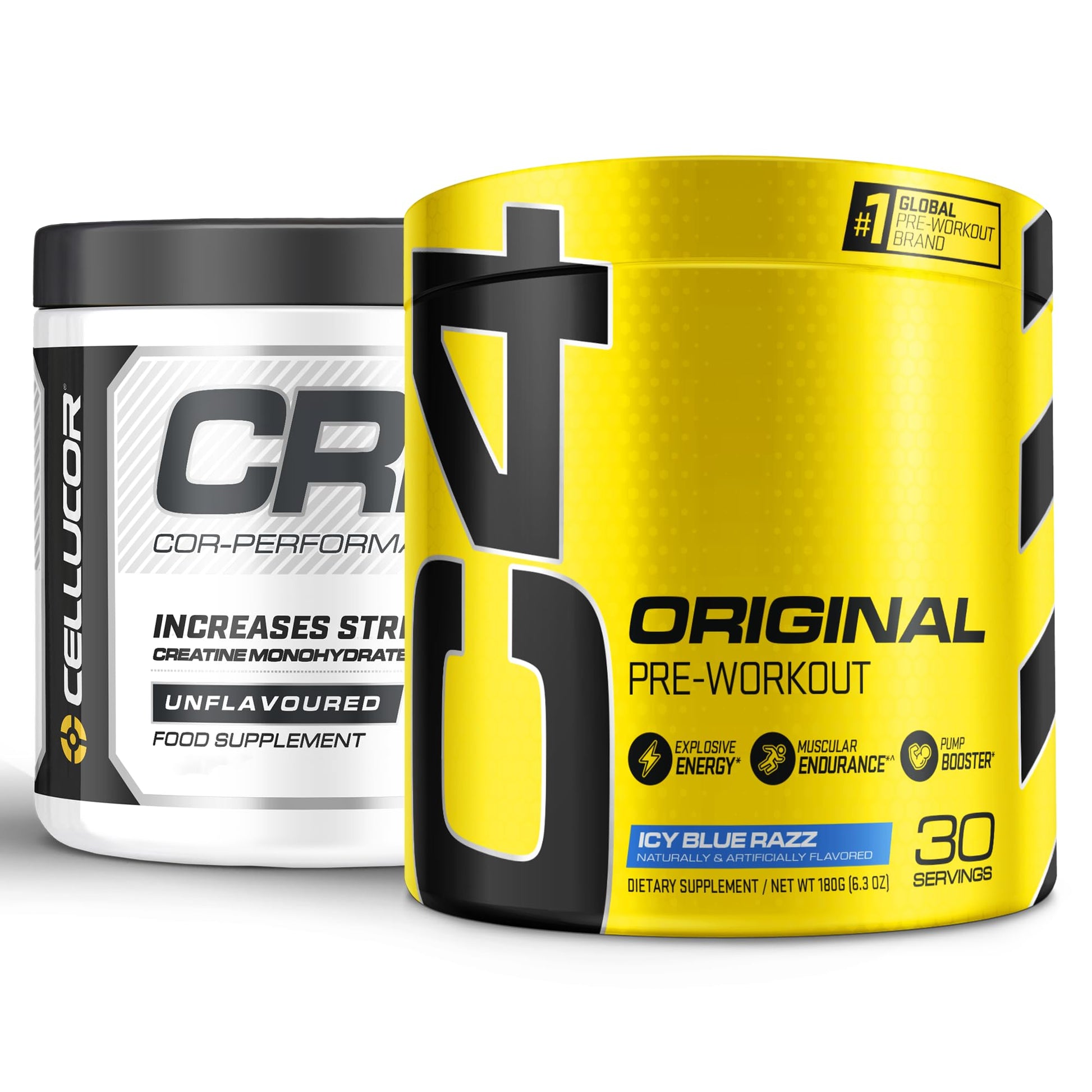 Cellucor Pre Workout & Creatine Bundle, C4 Original Pre Workout Powder, Icy Blue Razz Cellucor uk supplements
