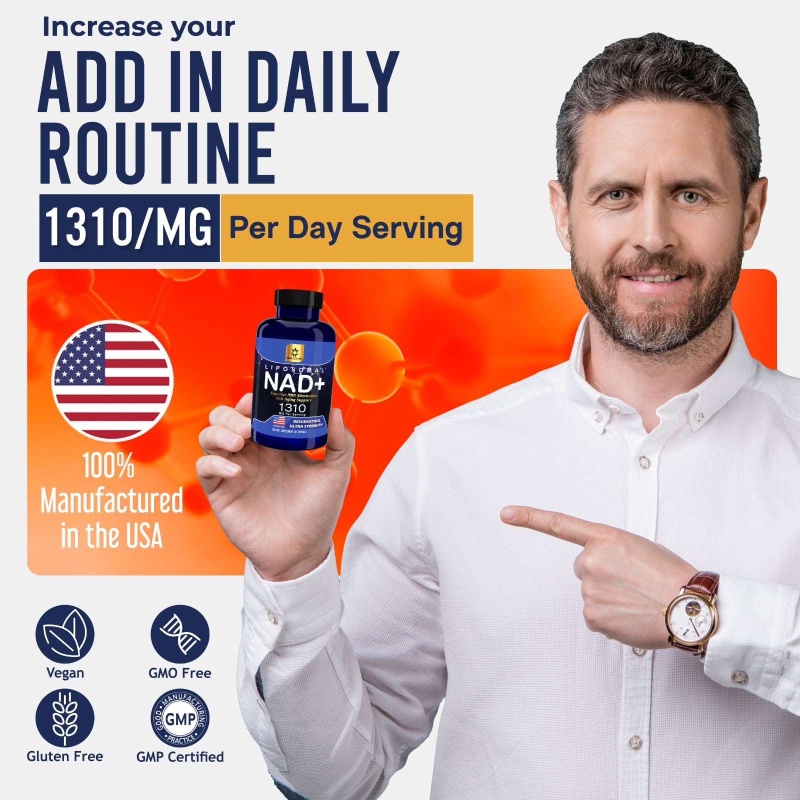 YAM Health Liposomal NAD Nicotinamide Riboside Equivalent with Trans-Resveratrol 300mg, Premium Halal NAD Supplement for Energy Metabolism, DNA Repair and Longevity, Vegan, Non-GMO (60 Count) YAM Health uk supplements