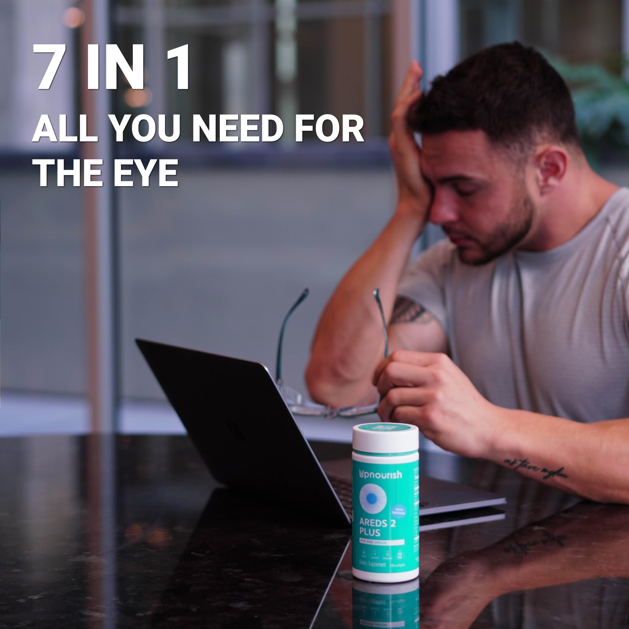 UpNourish AREDS 2 Plus Eye Vitamin Supplement, AREDS 2 Zinc Free Formula with Lutein, Zeaxanthin, Saffron, Astaxanthin & DHA - 120 softgels UpNourish uk supplements