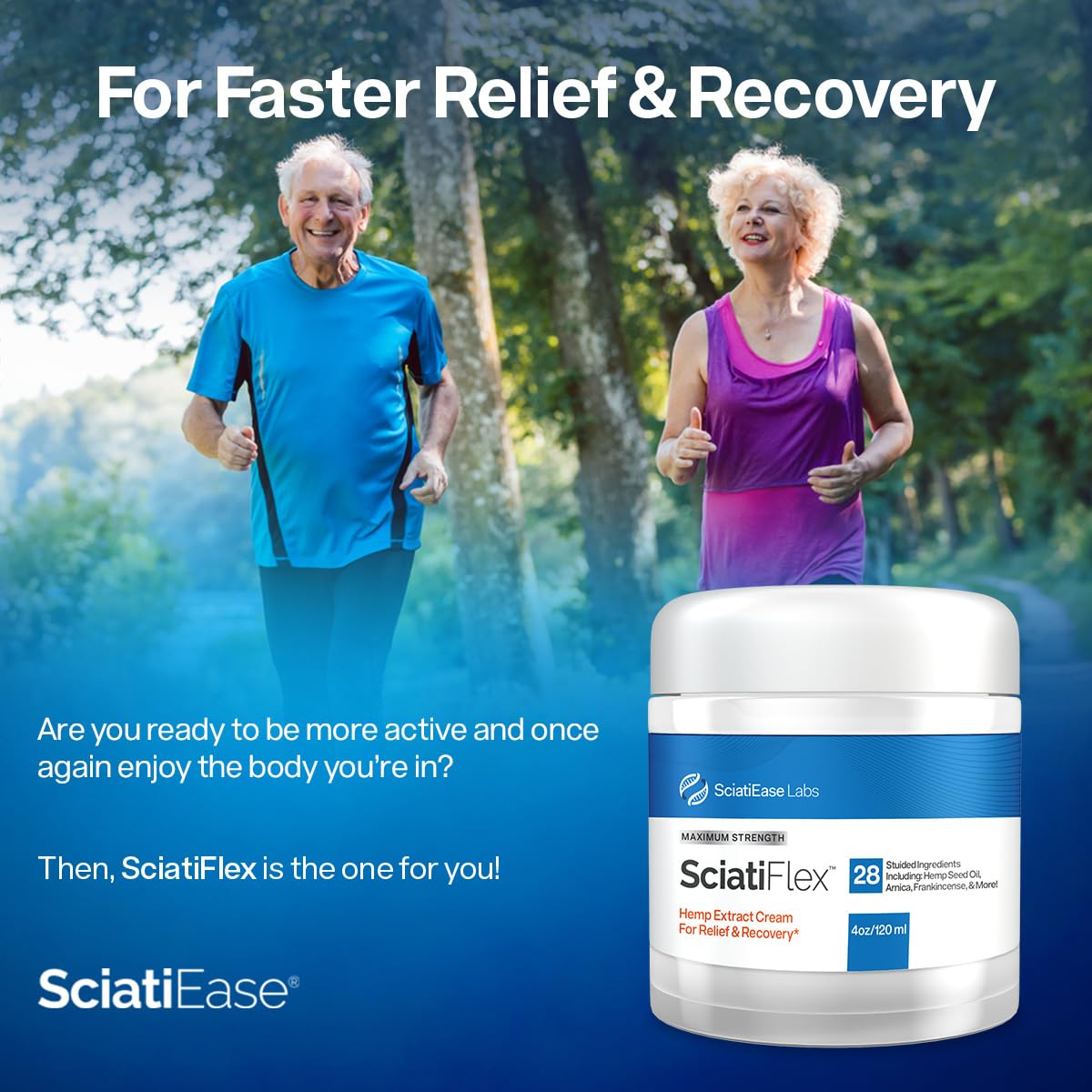 SciatiFlex Topical Sciatic Cream - Maximum Strength Hemp Cream with Arnica Extract, Shea Butter & Aloe Vera - Help with Nerve Discomfort in Lower Back, Hips, Buttocks, Legs & Feet - 4oz SciatiEase uk supplements