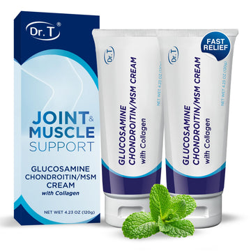 Dr. T Glucosamine Chondroitin Cream - Premium Formula with MSM and Collagen for Joint and Muscle Discomfort - Maintains Joint Strength, Flexibility & Muscle Mobility - 4.23 oz / 120g (2 Pack) Dr. T uk supplements