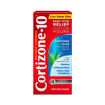 Cortizone-10 Maximum Strength Soothing Aloe Itch Relief Cream, 1% Hydrocortisone, Fast-Acting, Anti-Itch Cream for Bug Bites, Rash, Eczema, Psoriasis, Poison Ivy, Oak, Sumac & More, 2 oz Cortizone 10 uk supplements
