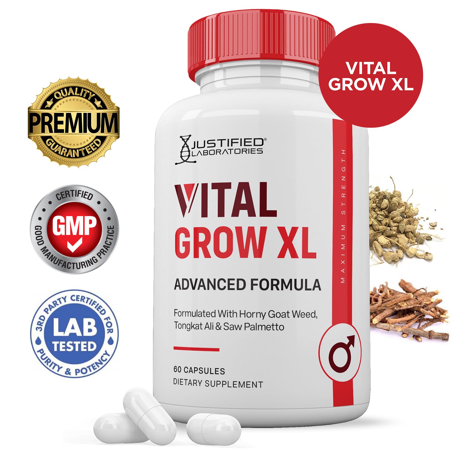 (2 Pack) Vital Grow XL Pills 1484MG Advanced Formula Proprietary Blend for Men 60 Capsules Justified Laboratories uk supplements