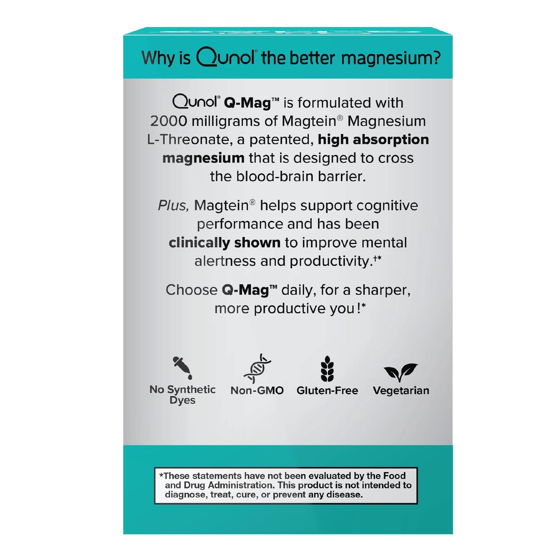 Qunol Q-Mag Magnesium L-Threonate Tablets, 2000mg of Magtein to Help Support Cognitive Performance, Improve Mental Alertness & Productivity, Supports Restful Sleep, High Absorption, 60 Count Qunol uk supplements