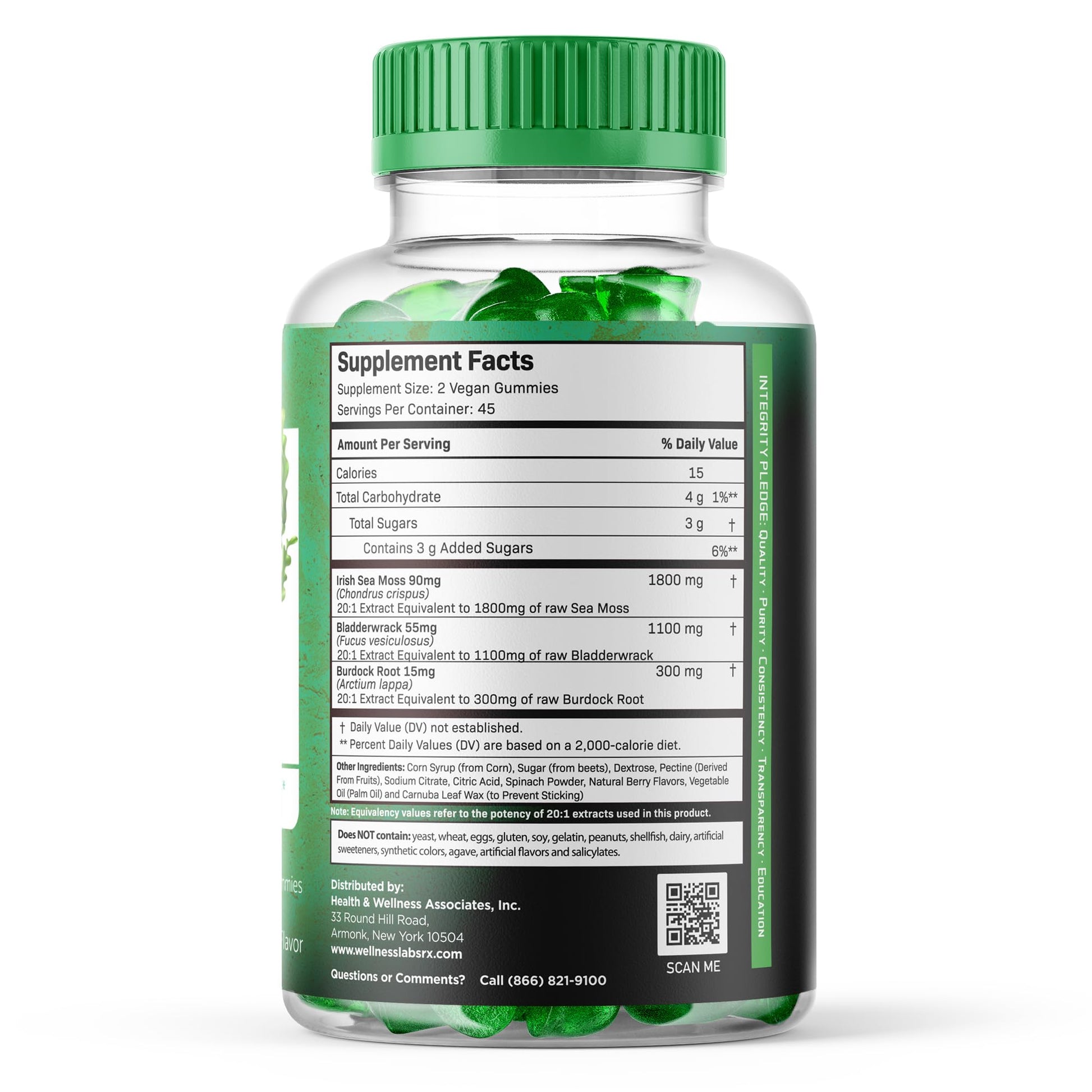 WELLNESS LABSRX Sea Moss Gummies, 3200mg Irish Sea Moss Mixed Berry Flavor with Maximum Potency Bladderwrack and Burdock Root - Supports Skin, Energy and Immunity - 90 Count WELLNESS LABSRX uk supplements