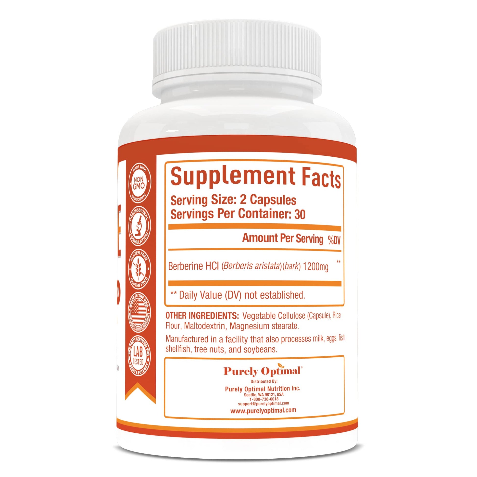 Purely Optimal Premium Berberine Supplement - 1200mg Berberine HCl, Non-GMO Purely Optimal uk supplements