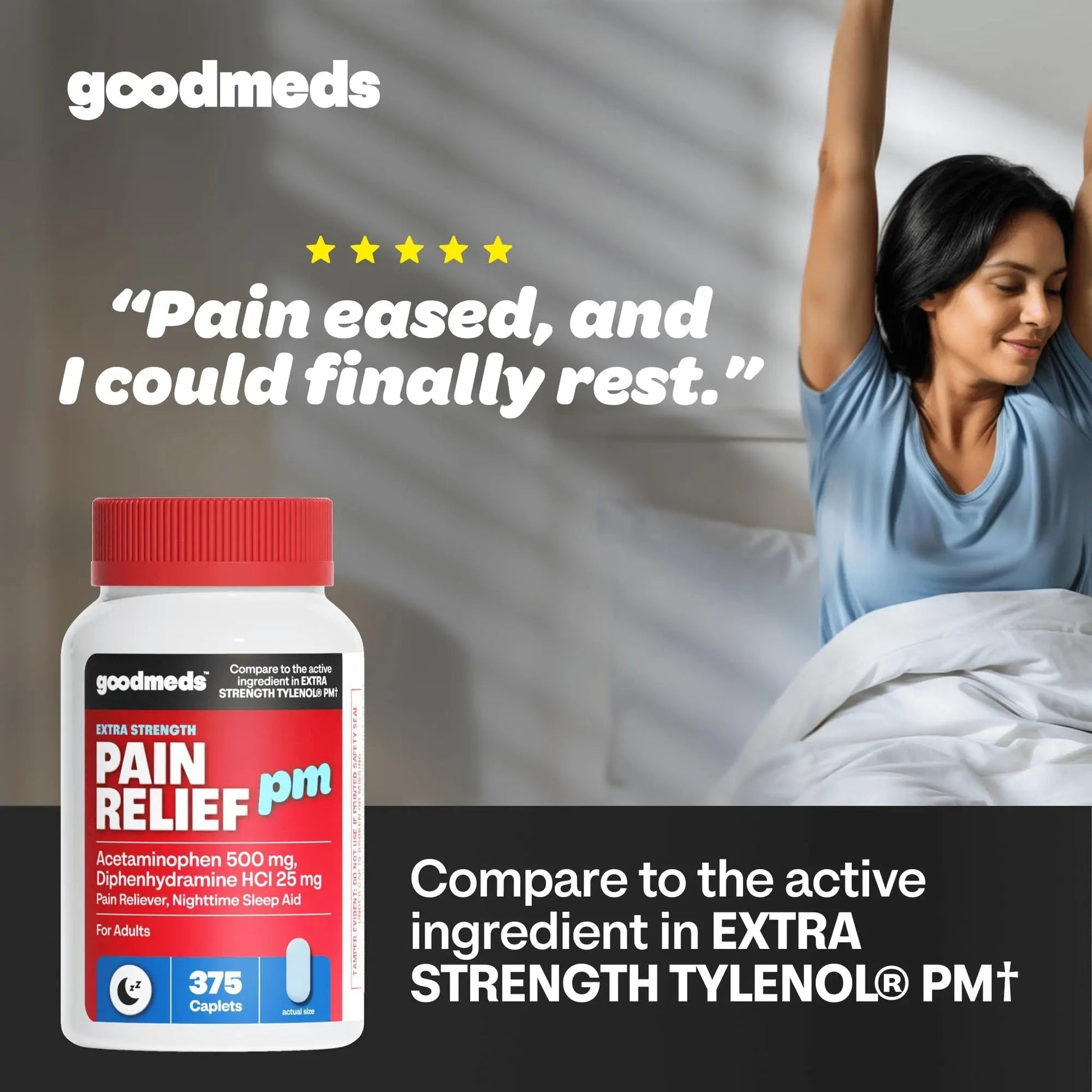 GoodMeds Compare to Tylenol PM PM Pain Reliever & Sleep Aid, Generic Acetaminophen 500mg, Fast-Acting, Extra Strength for Headaches, Migraines, Aches | Non-Habit Forming (375 Count) GoodMeds uk supplements