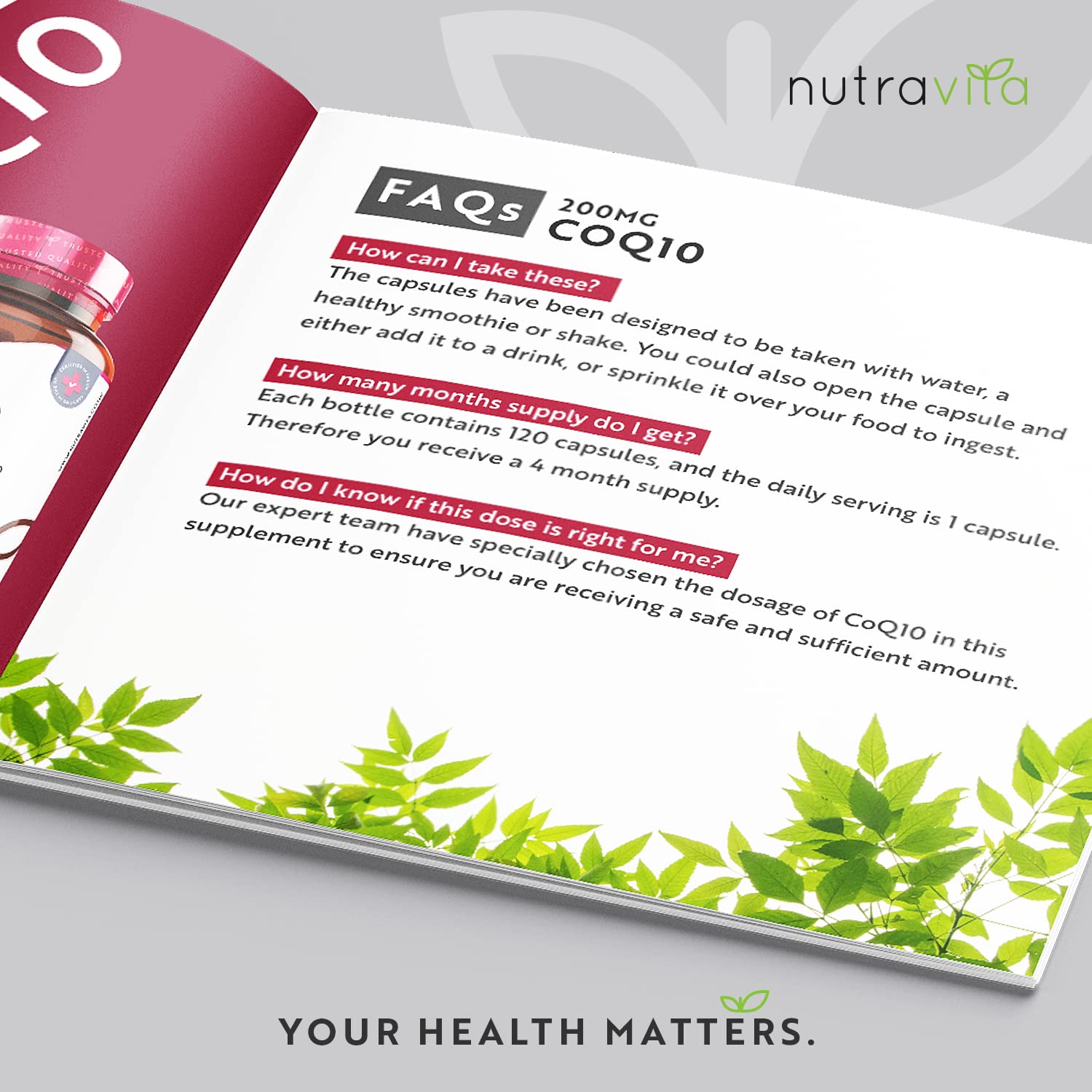 CoQ10 200mg - 120 Vegan Capsules of High Strength Co Enzyme Q10 (4 Months Supply) Nutravita uk supplements