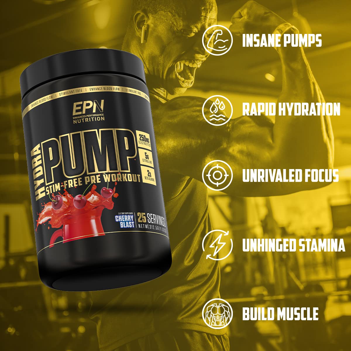 HydraPump | #1 New Stim Free Pre Workout Powder w/ Nitric Oxide Booster, Electrolytes EPN Supplements uk supplements